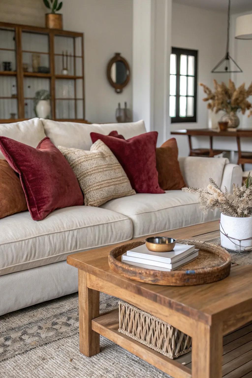 A mix of materials bringing the room to life.