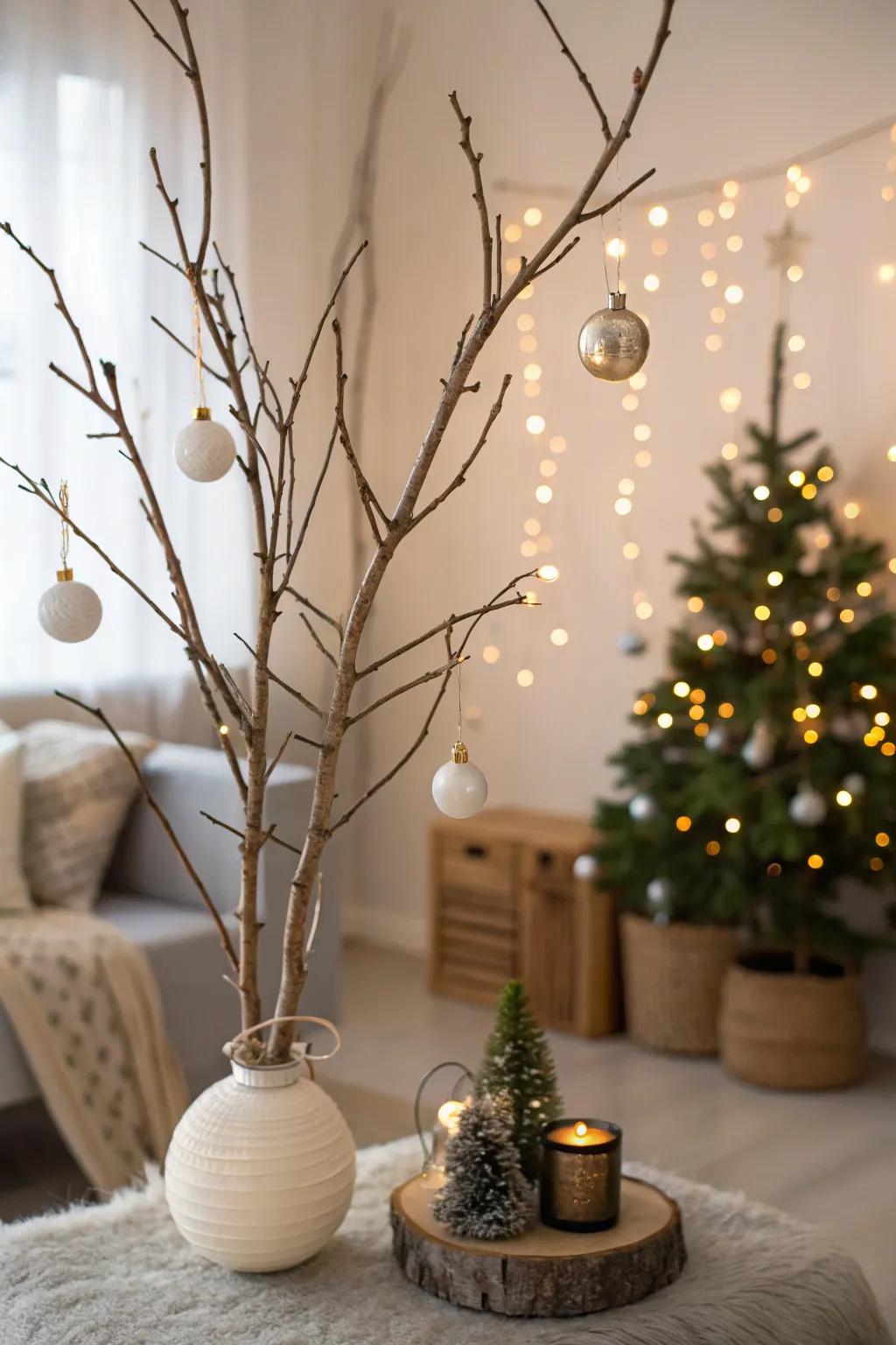 Limbs serving as jubilant holiday embellishments.