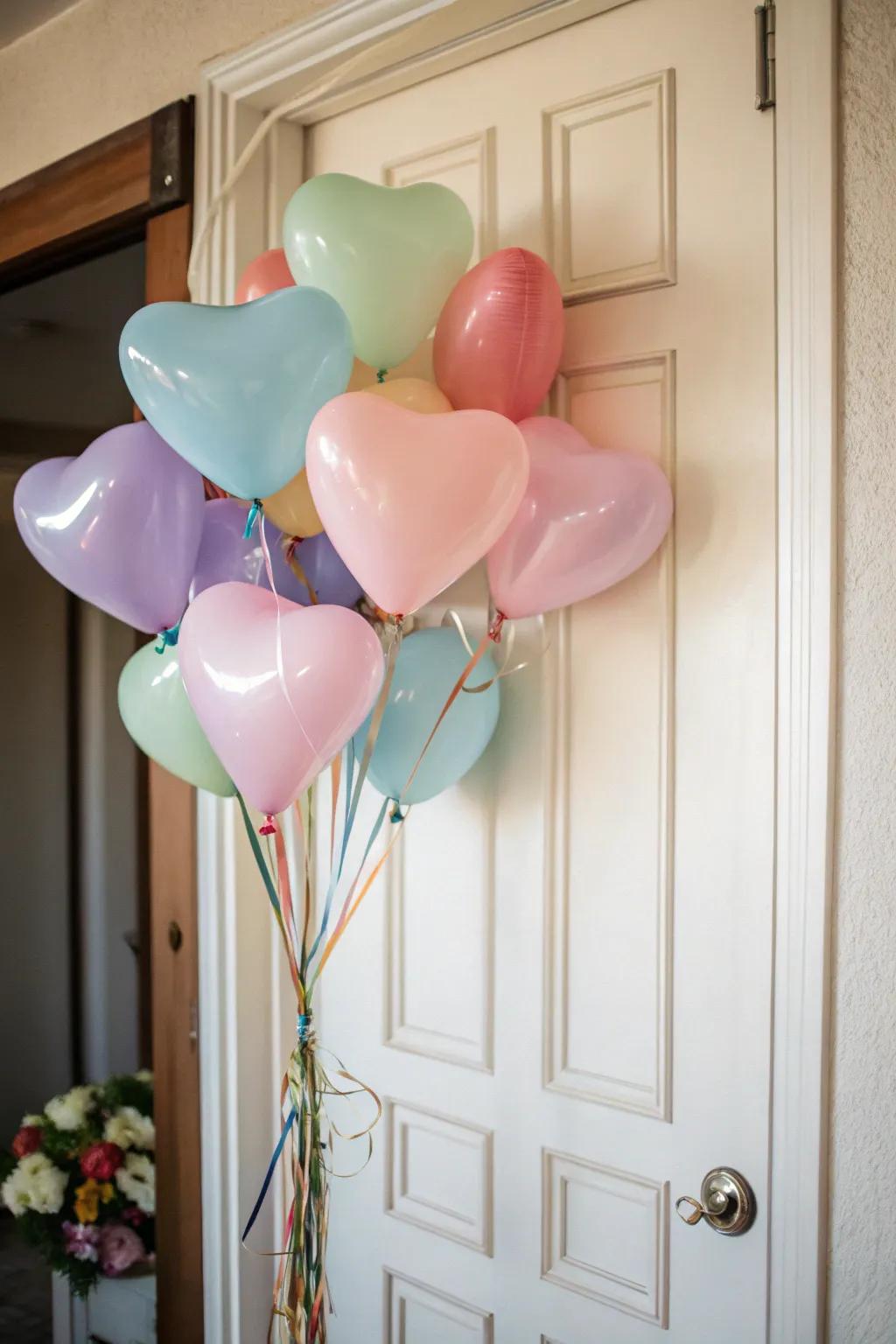 Affection-shaped inflated items create a festive and celebratory entrance.