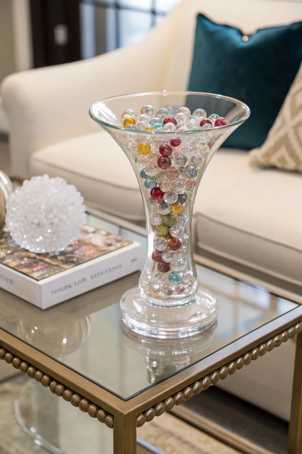 Showcase splendor using clear stones for your vase.