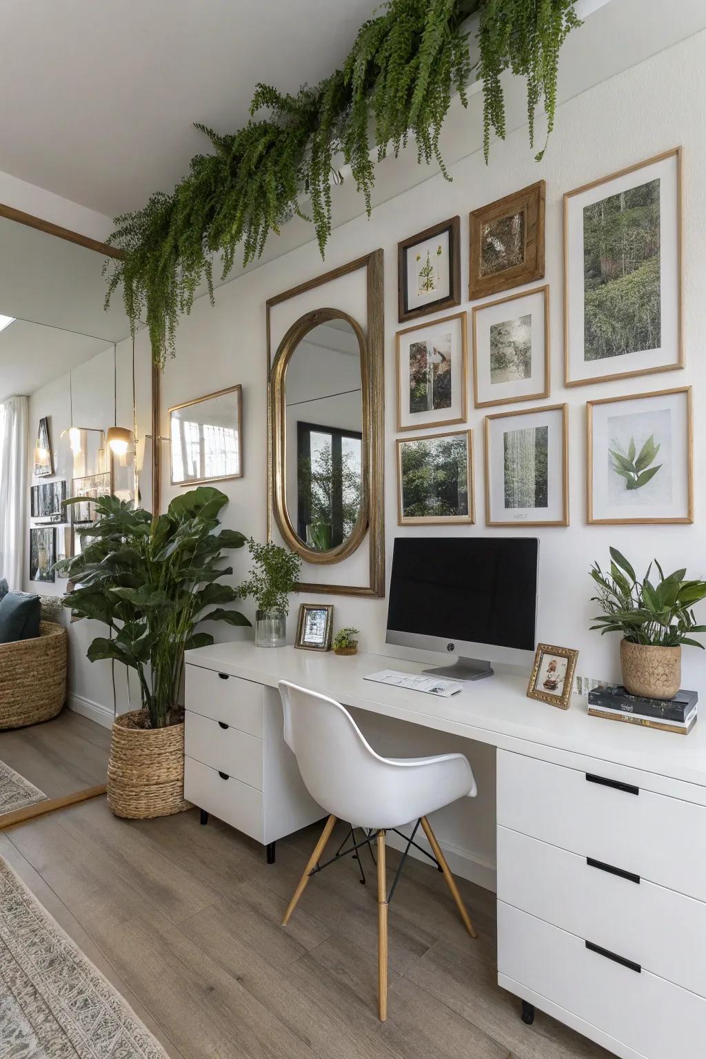 A wall of art uplifted with selective accents