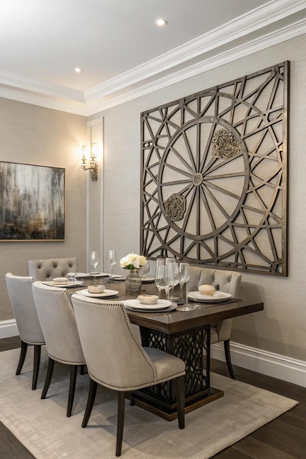 Metal art brings in sophistication and shine.