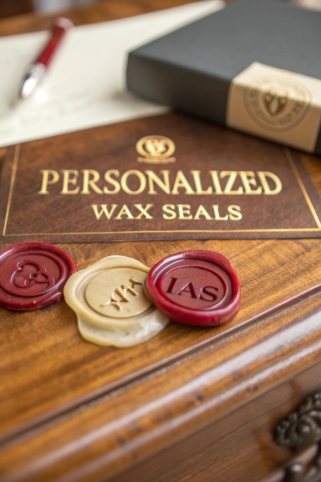 Custom wax seals featuring initials, ideal for adding a unique signature to your creations.