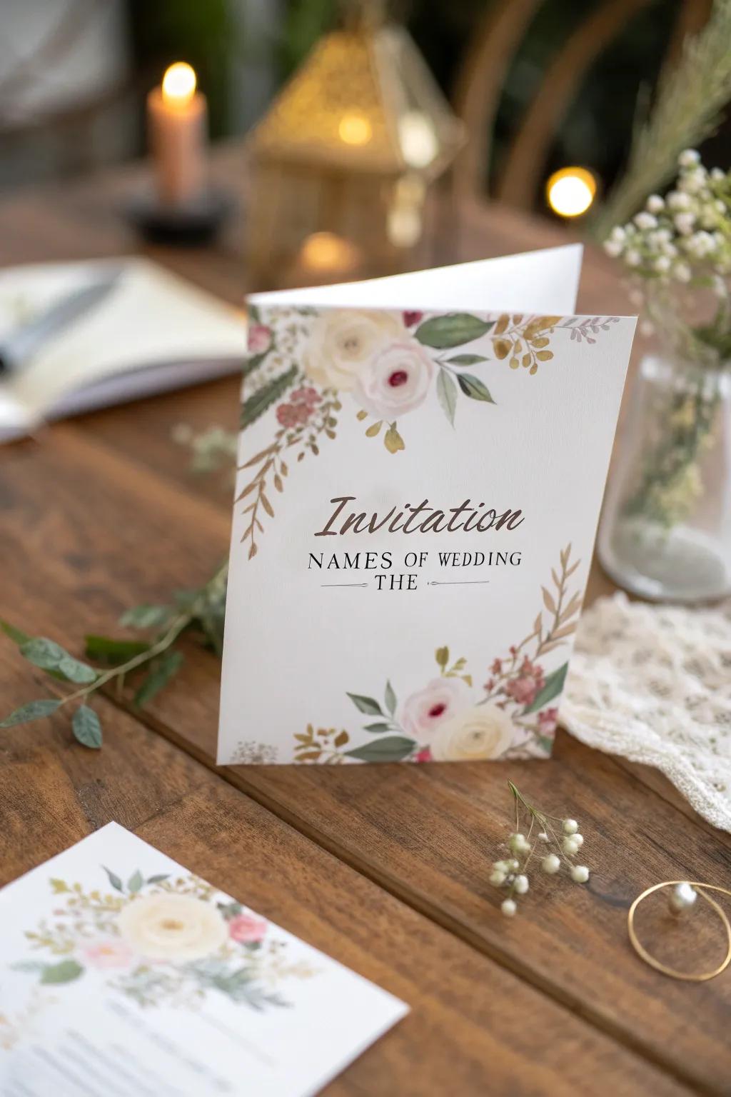 Personalized announcement with lettering names and date.