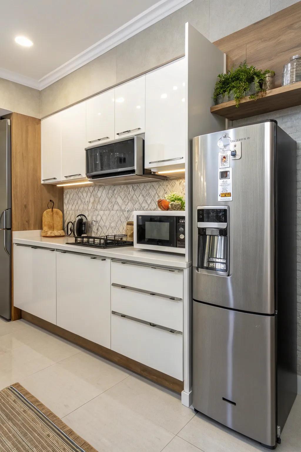 Locating your wave cooker near the ice box simplifies your kitchen routine.
