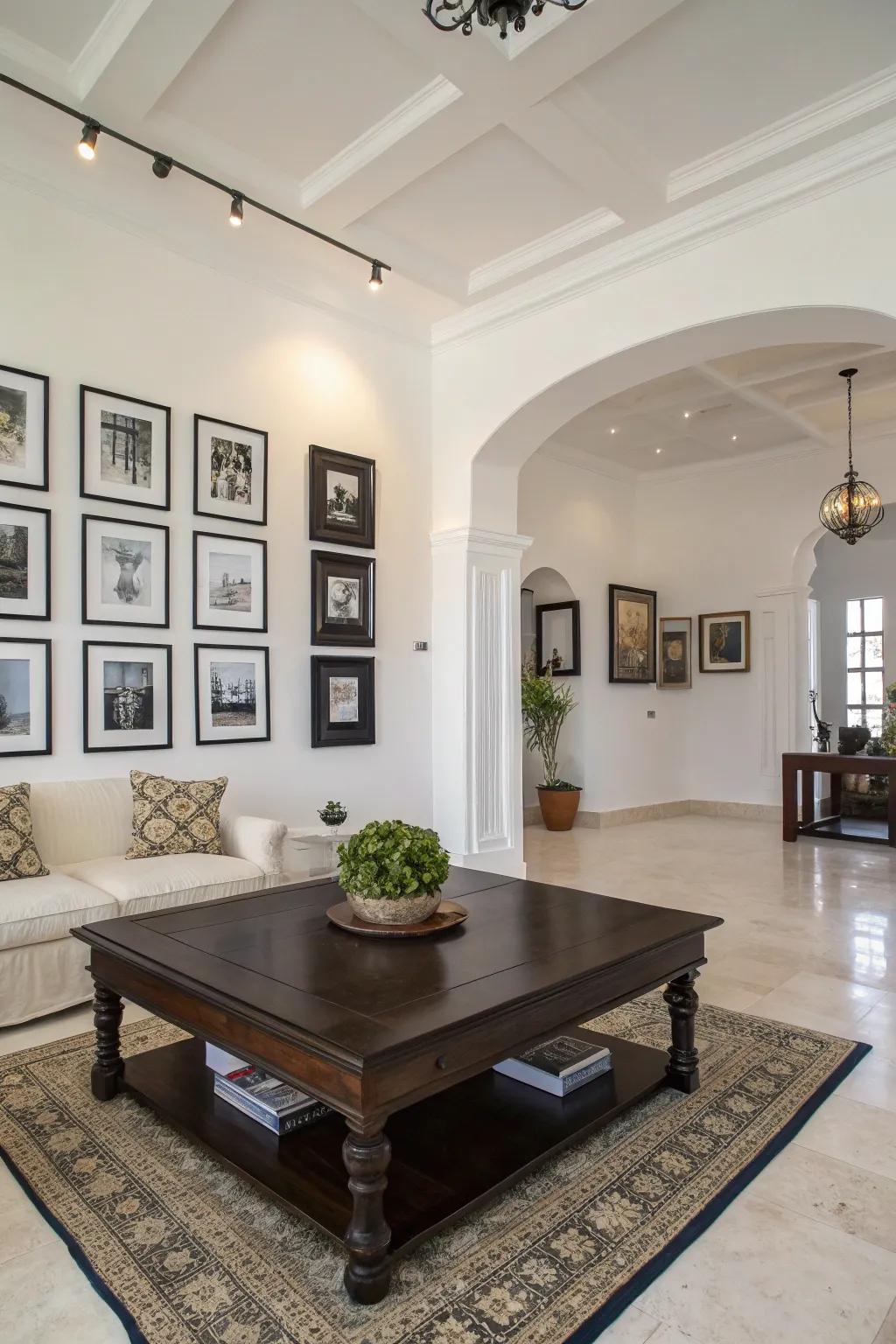 Contrasting aspects craft a dynamic balance in a white area.
