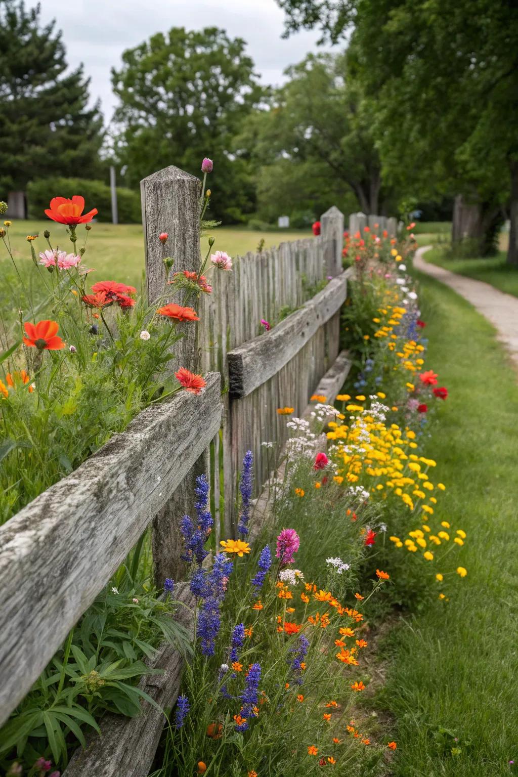 A vibrant wildflower border that breathes vitality into fences.
