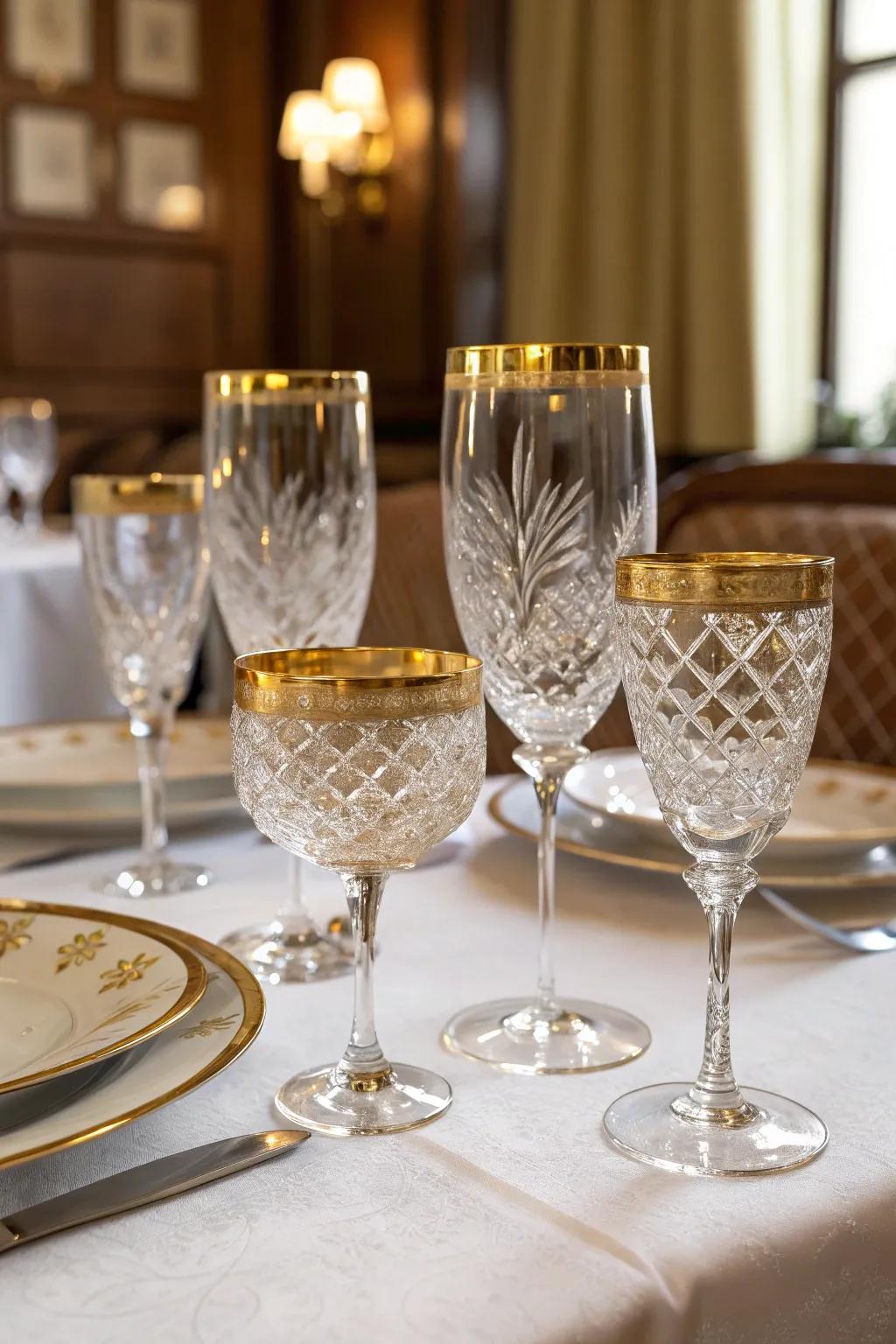 Beautiful glassware enhances the elegance of your wine setting.