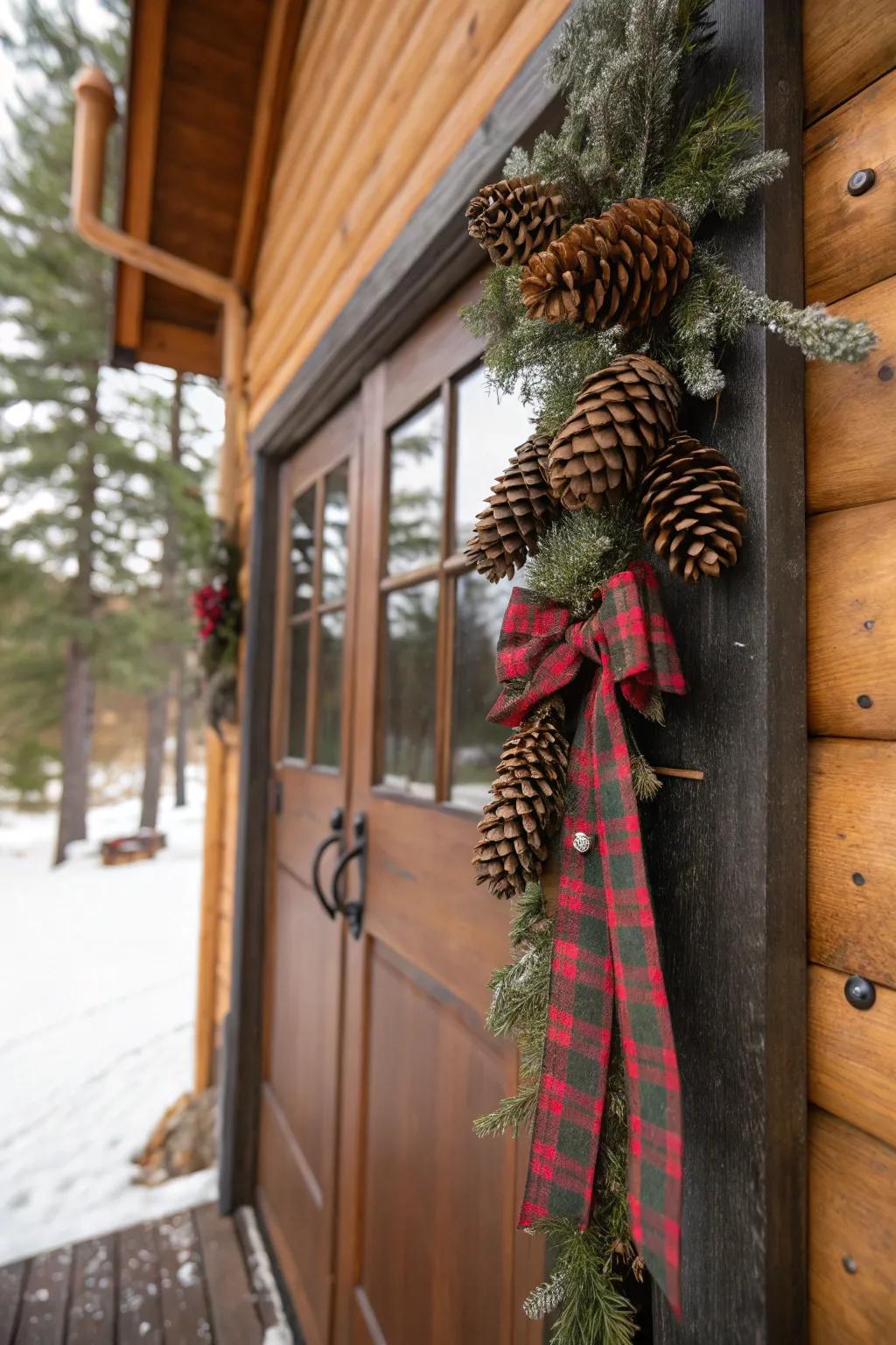 Pinecones contribute inherent texture and allure.