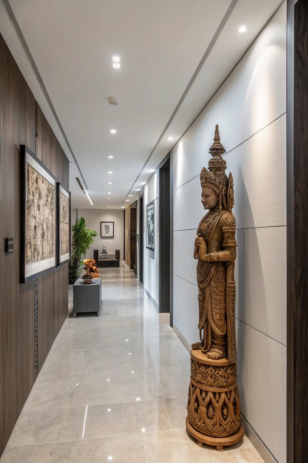 Timber carvings infuse an artistic flair into any space.