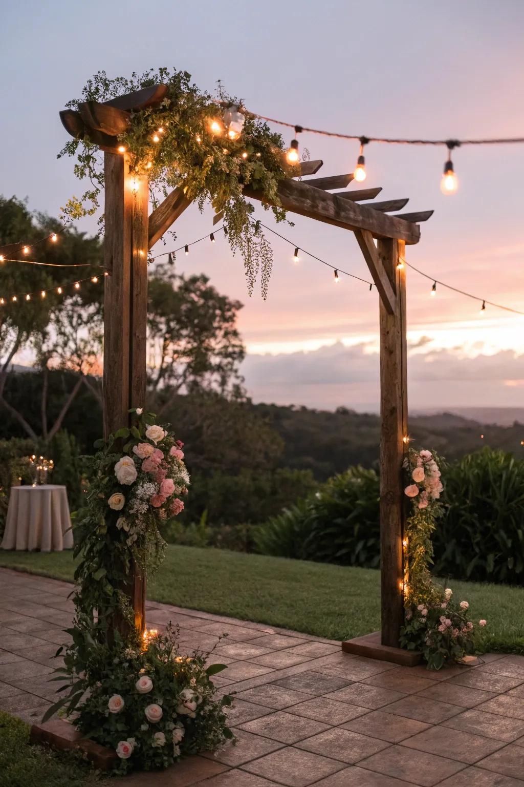Light strands spark a magical, fairy-tale-like setting.