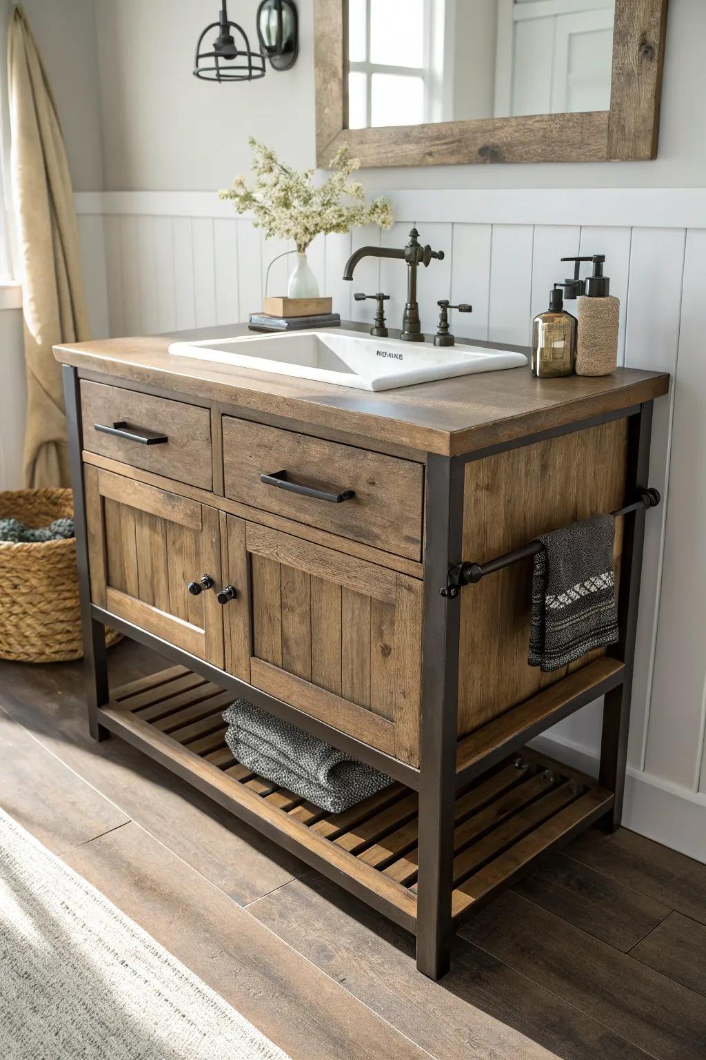 Blend countryside charm with modern flair in a country residence vanity.