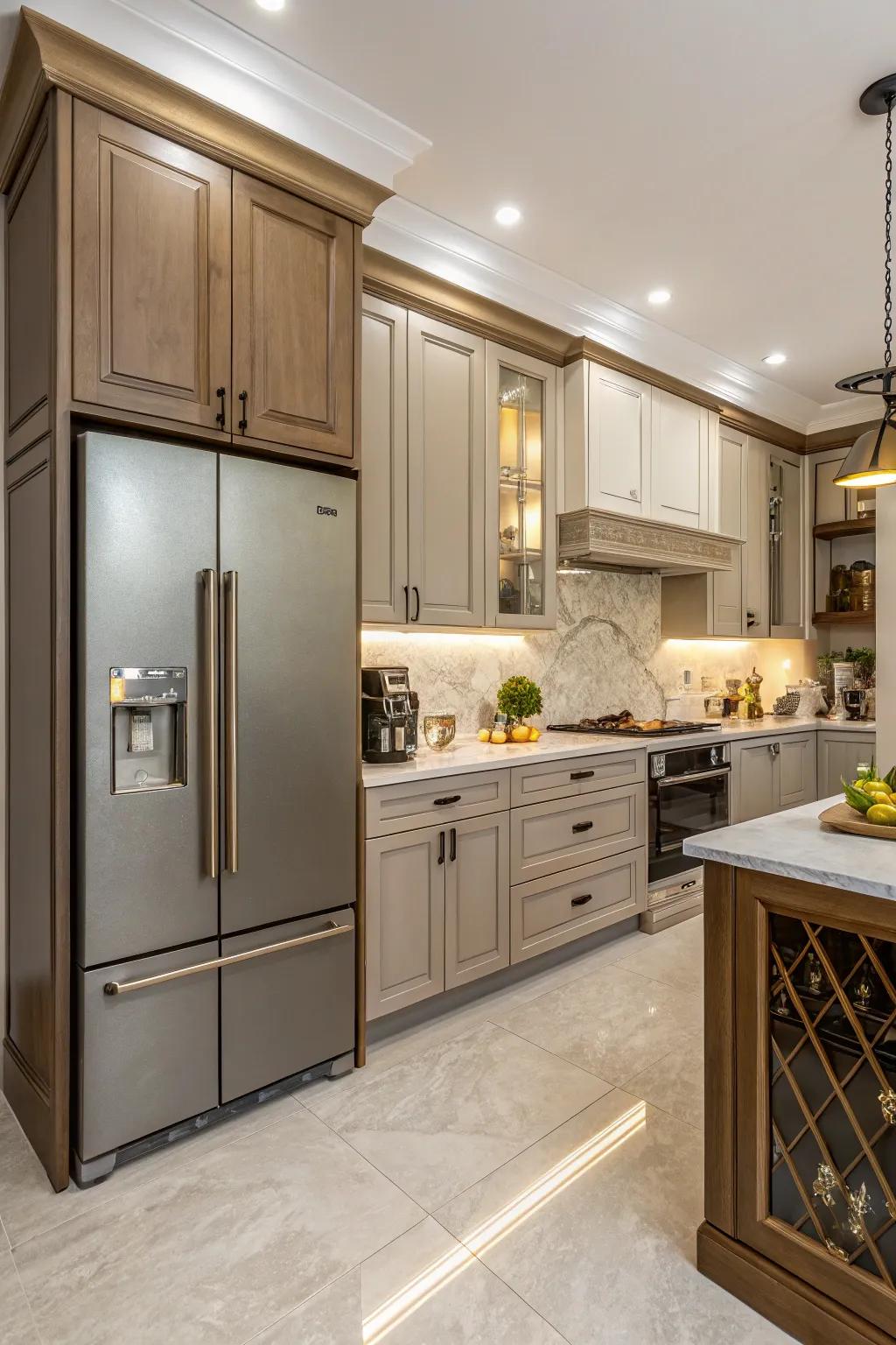 Coordinating cabinetry fosters a unified and harmonious kitchen design.