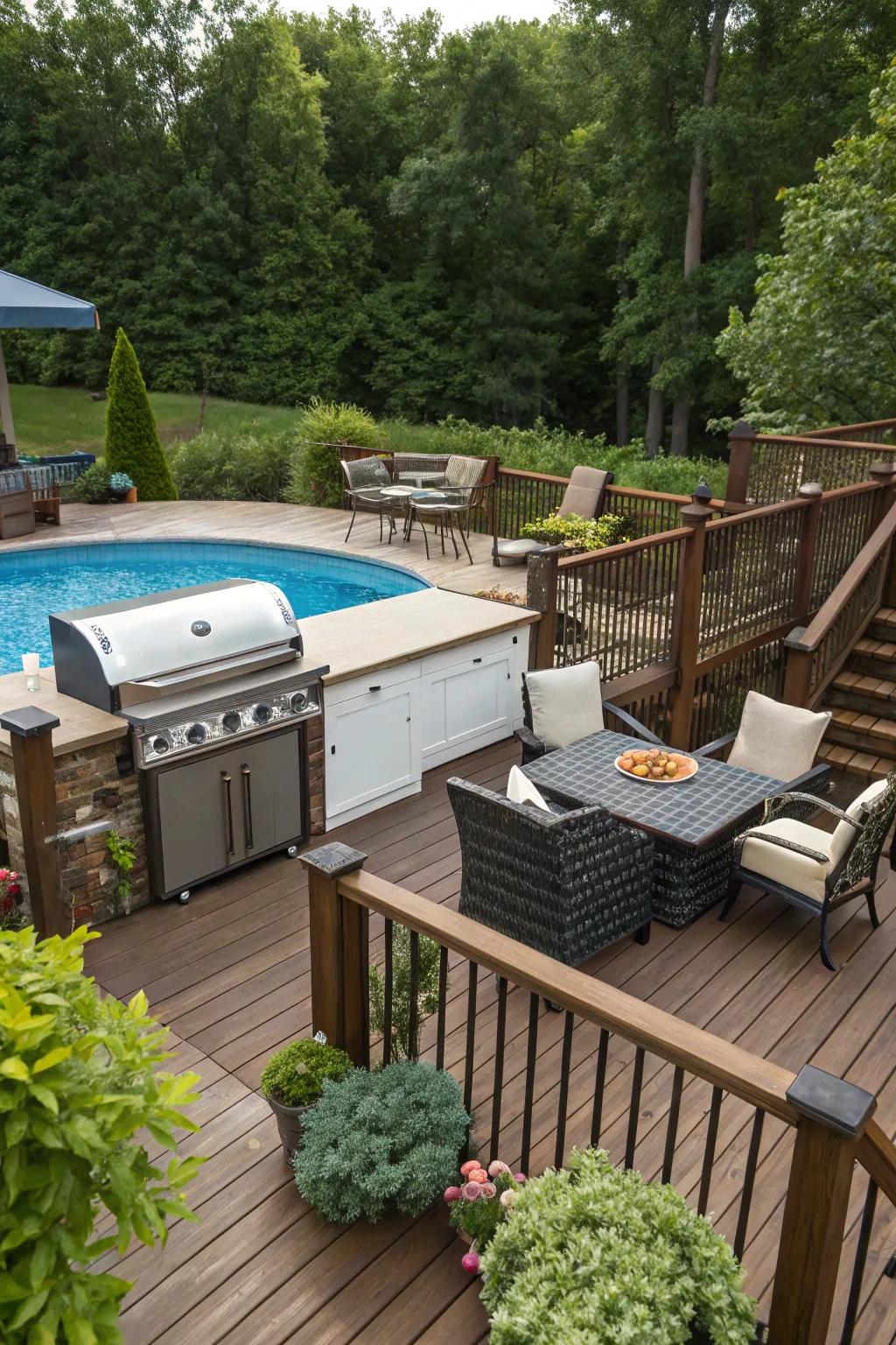 Bring the celebration to your pool deck with integrated entertainment elements.
