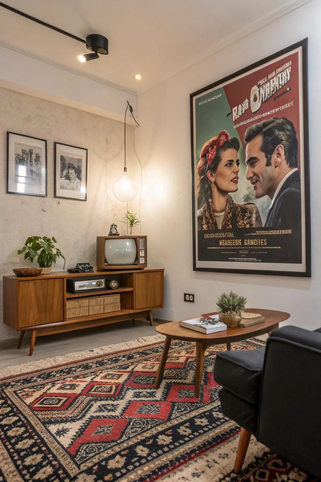 Pop culture prints contribute a nostalgic touch to your space.