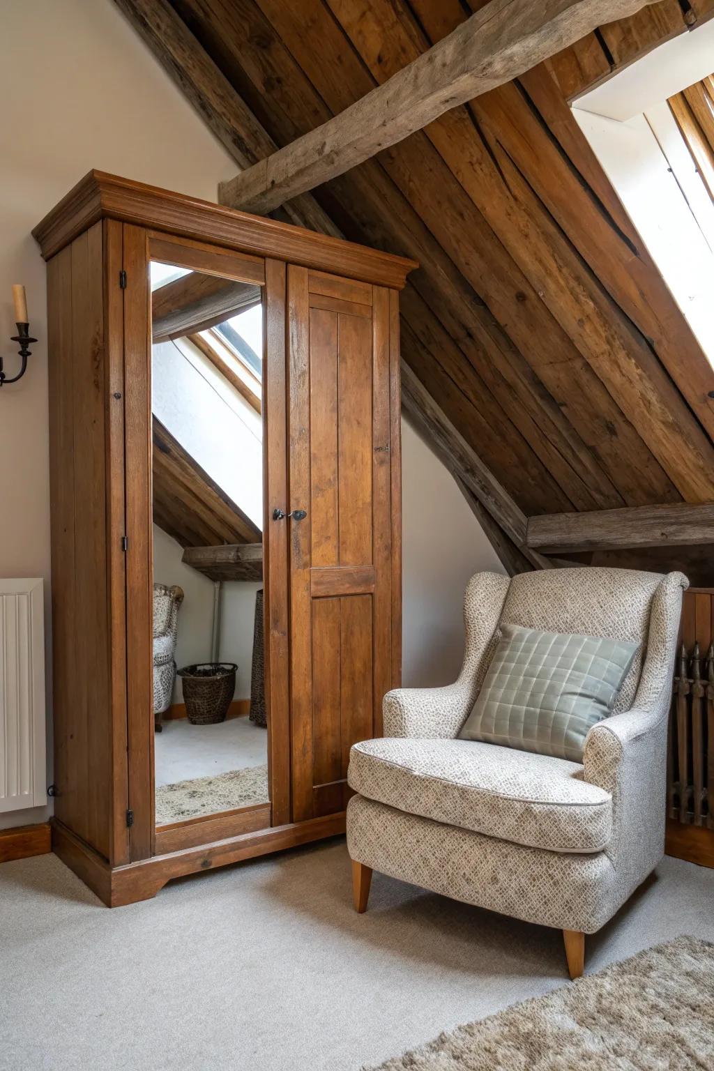 Craft a functional dressing area with a mirror and seating.