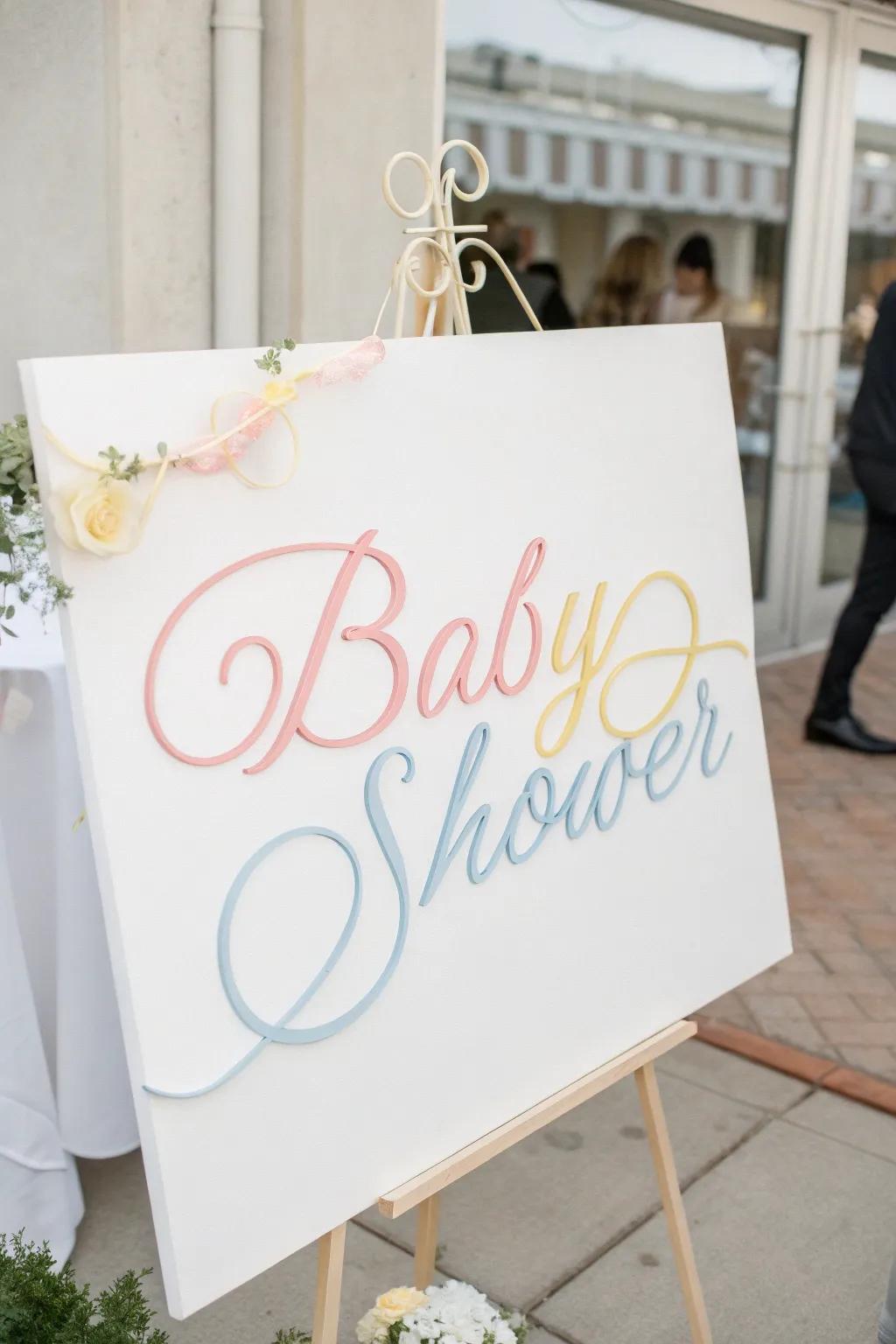 Elegant lettering elevates the sophistication of your baby shower banners.