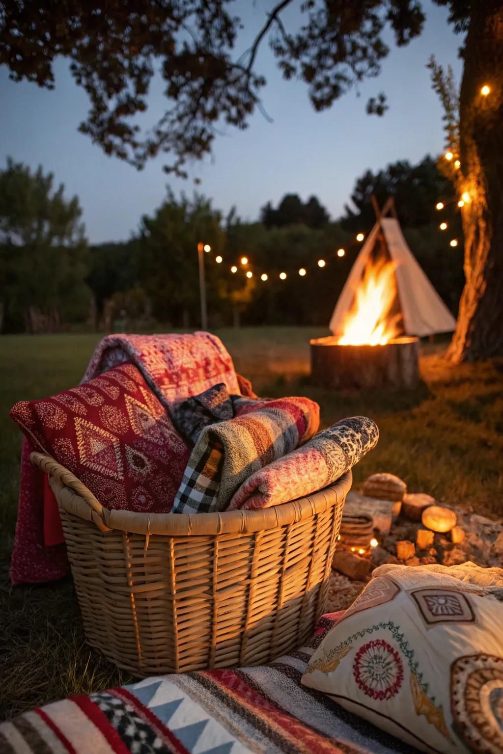Keep your guests cozy with an abundance of blankets and pillows.