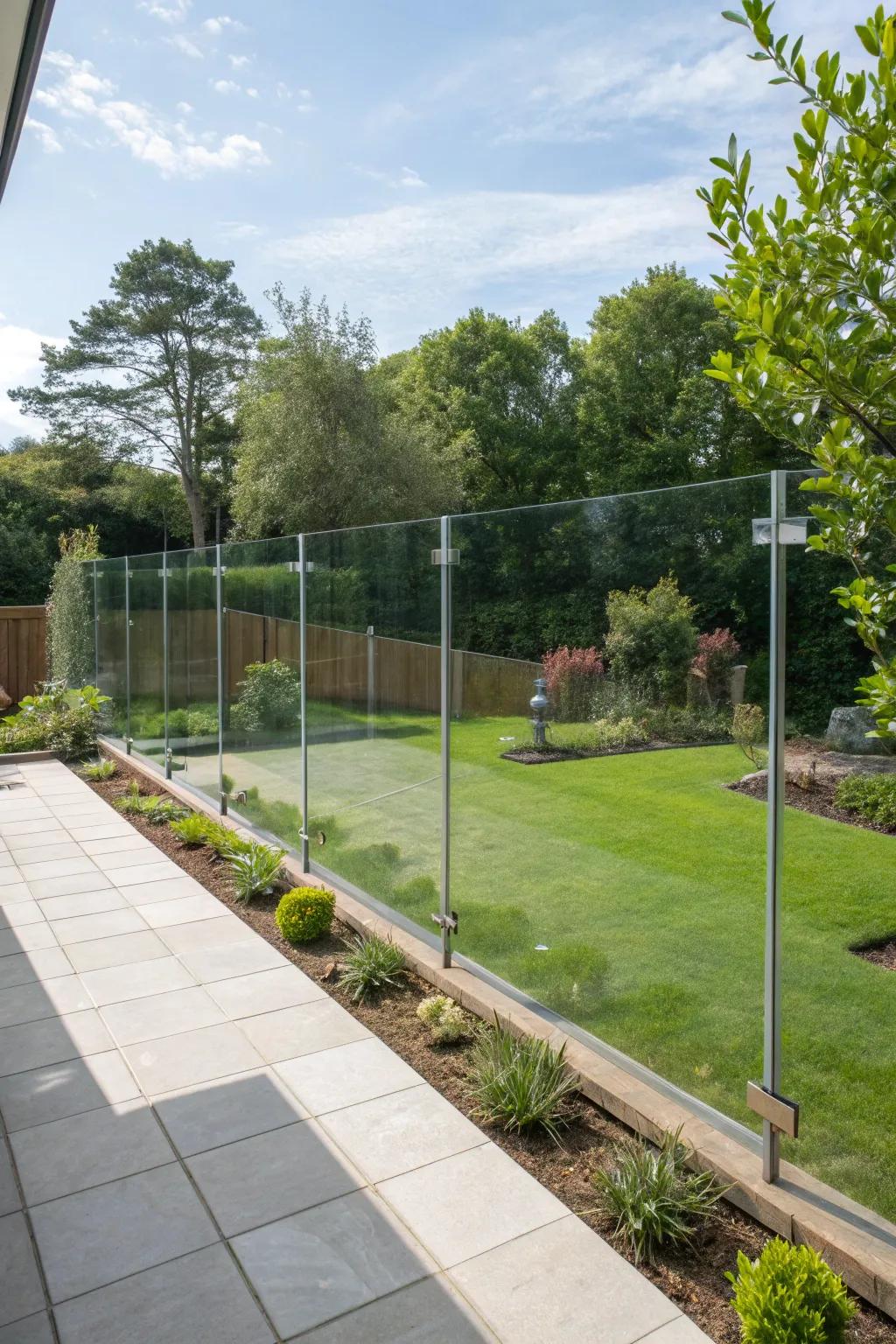 Glass sheet fencing offers sophistication and clear views.