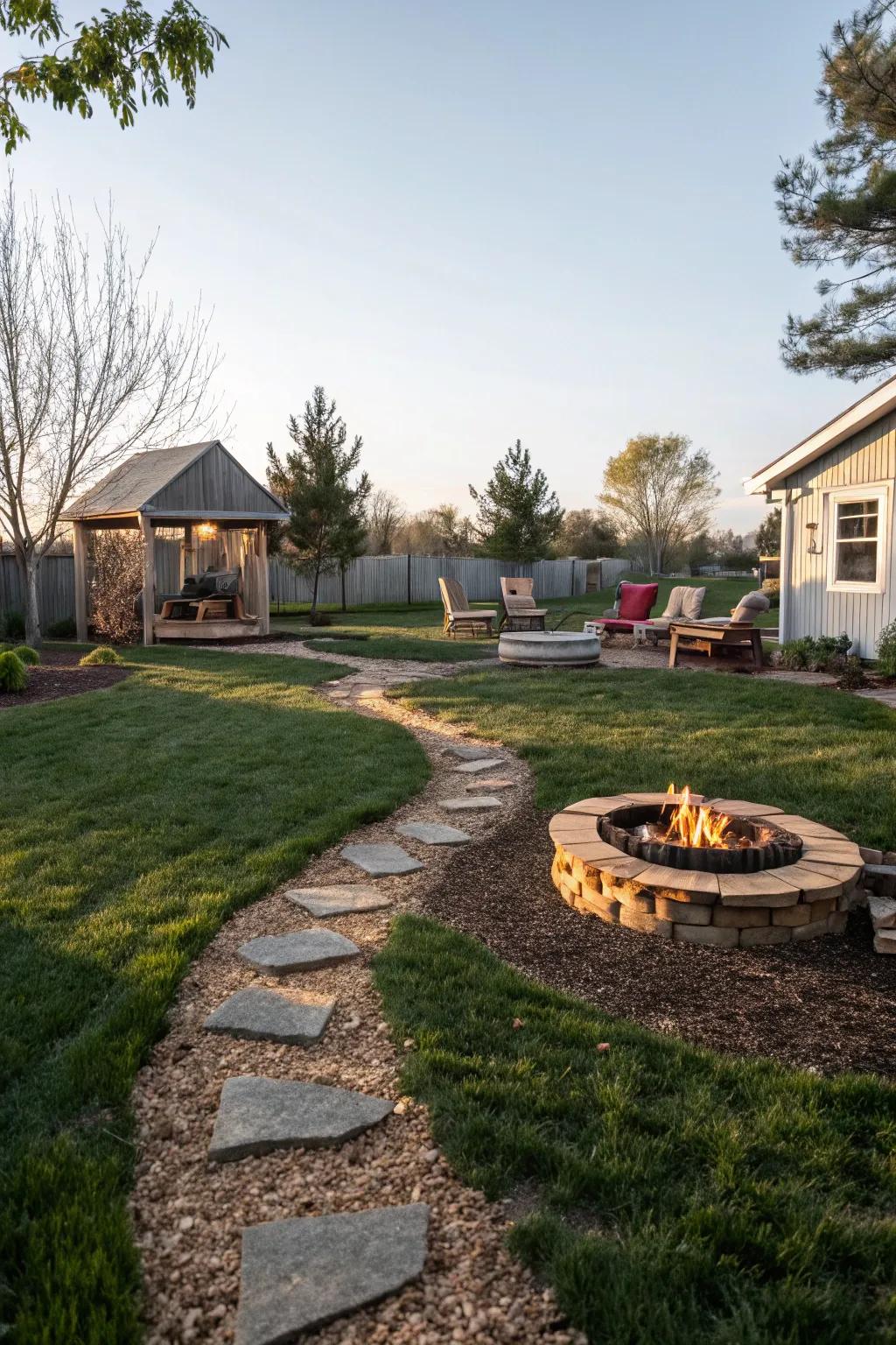 Pathways made of mulch offer a welcoming and all-natural route to your fire pit.