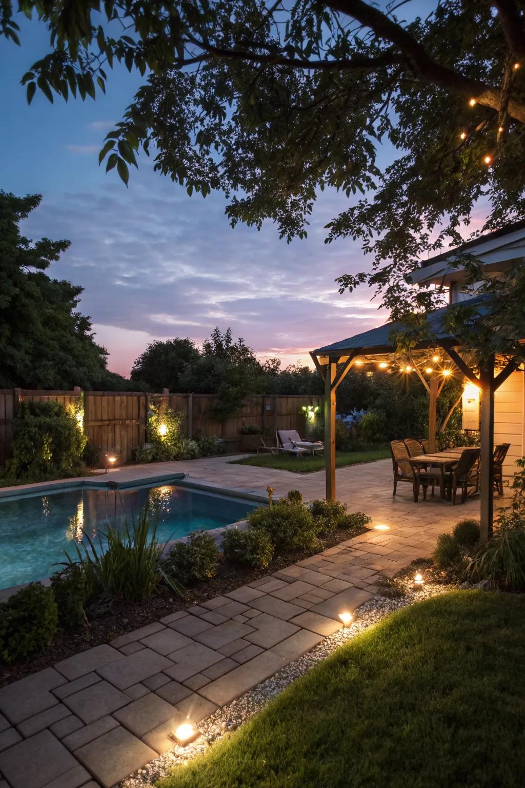 Construct a captivating nighttime ambiance with solar illumination.