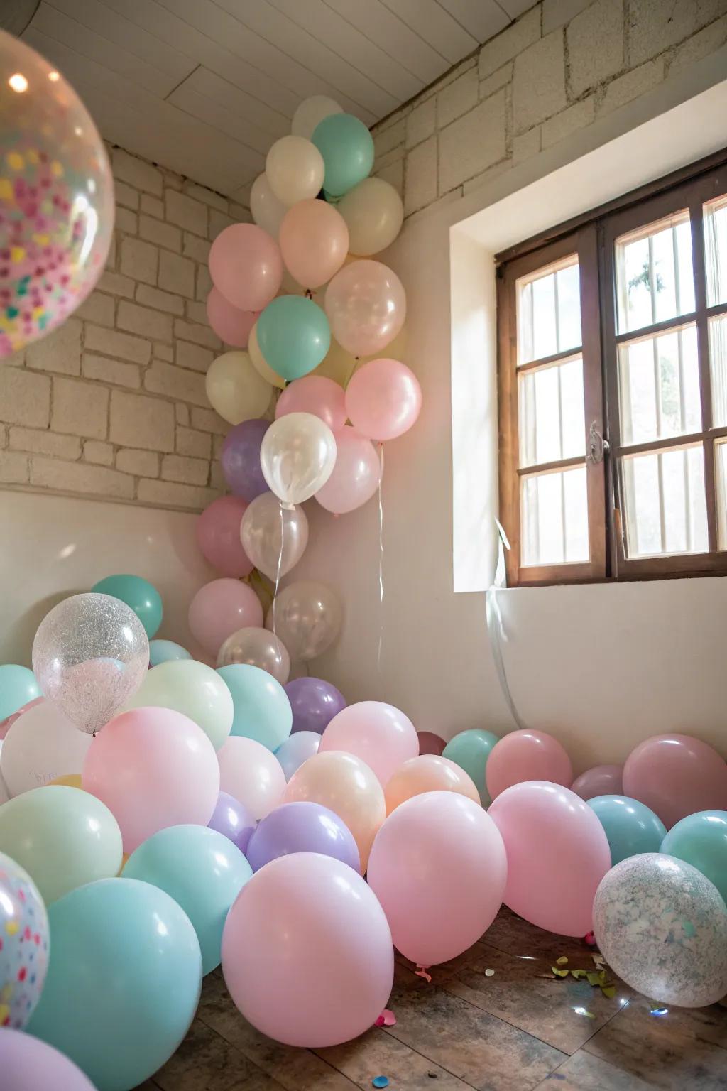 A combination of large and small balloons makes a dynamic decor.