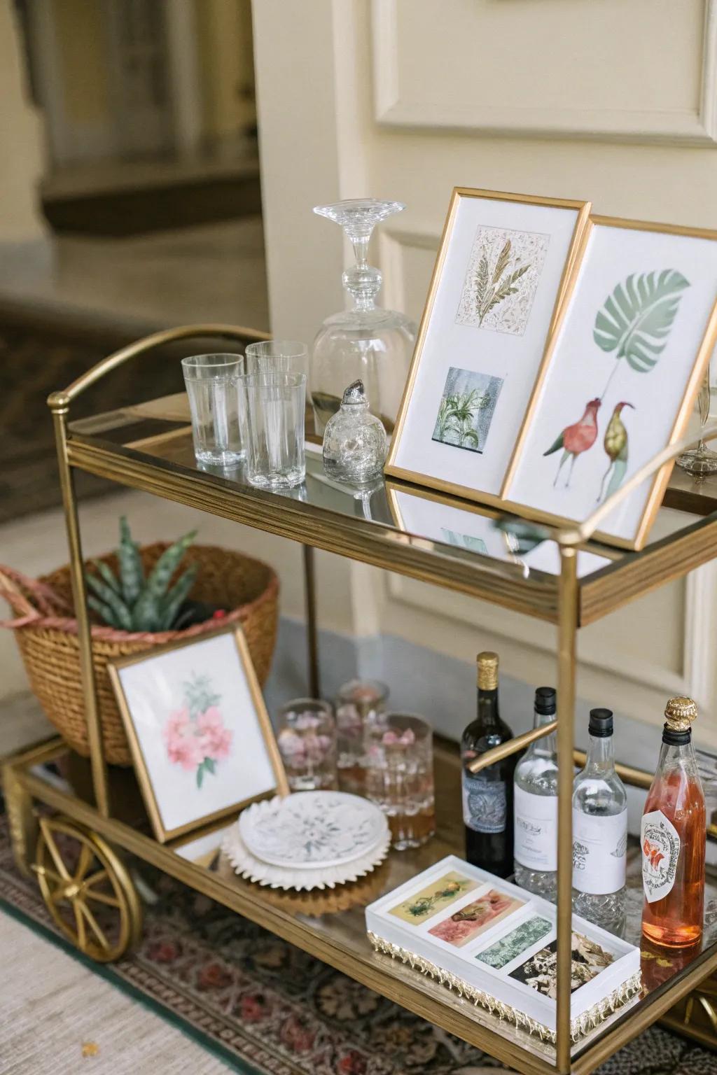 Artistic features enhance the aesthetic of the mobile bar.