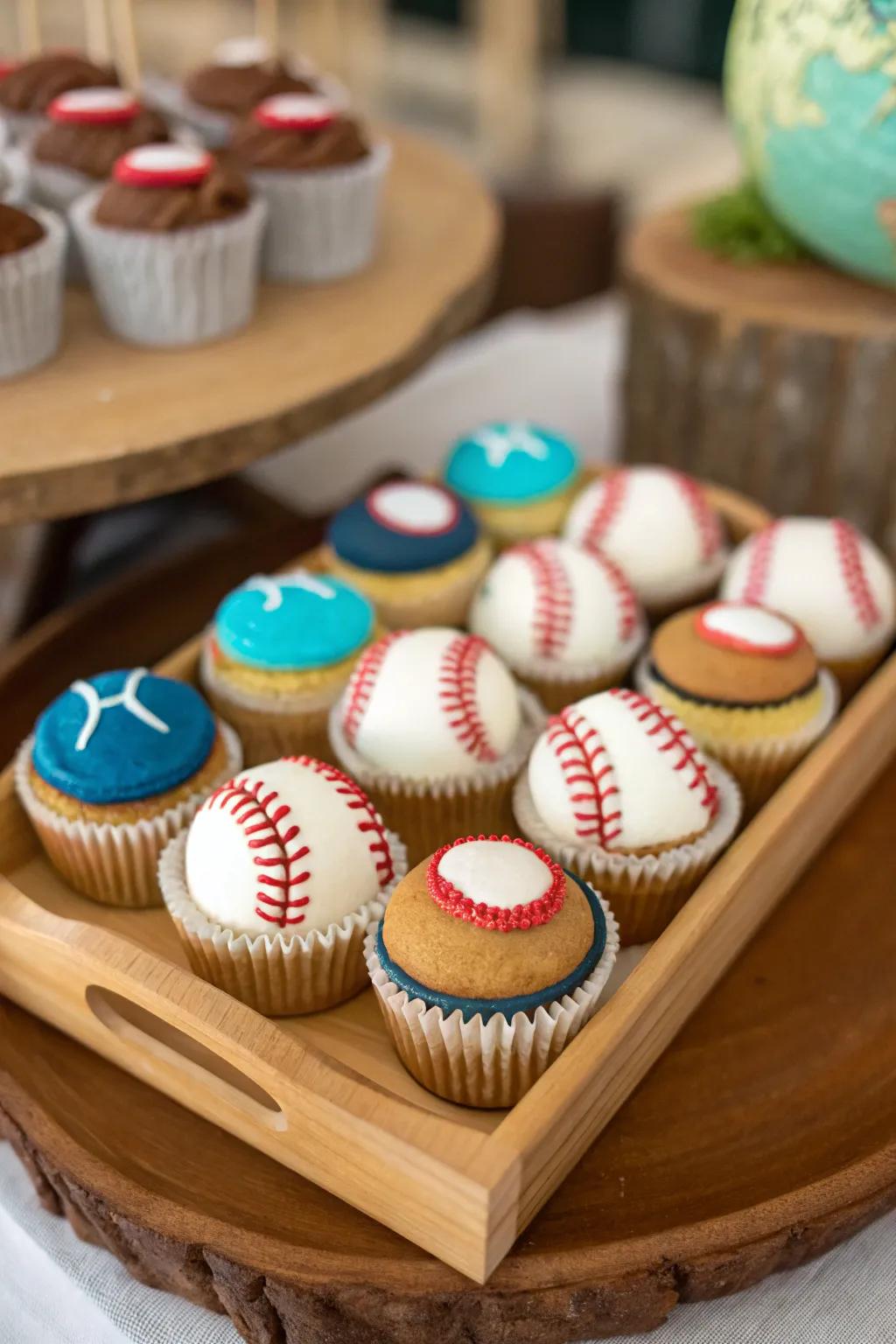 Grand-slam cupcakes perfect for a baseball-themed gathering.