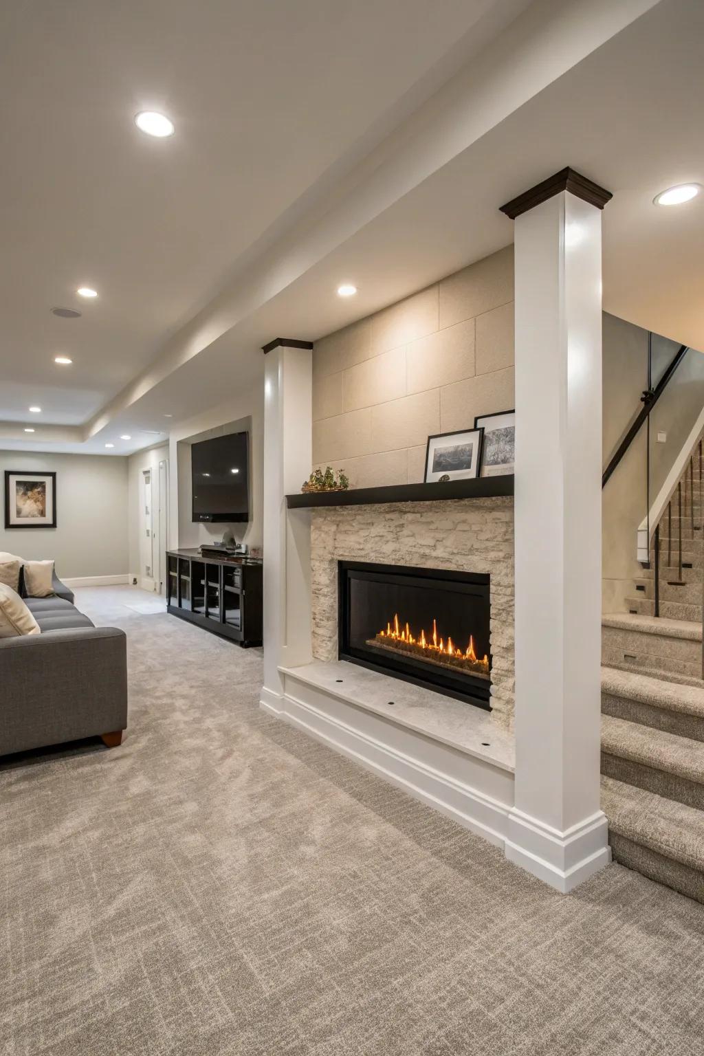 Linear fireplaces define modern elegance.