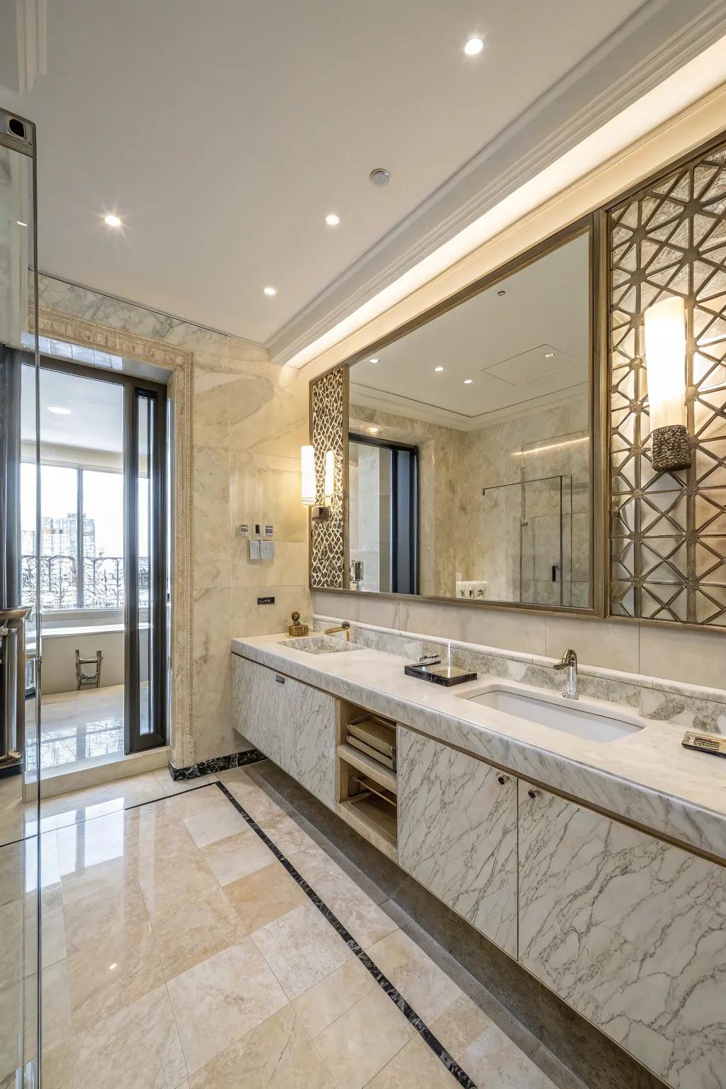 Reflective surfaces amplify illumination for a more radiant space.