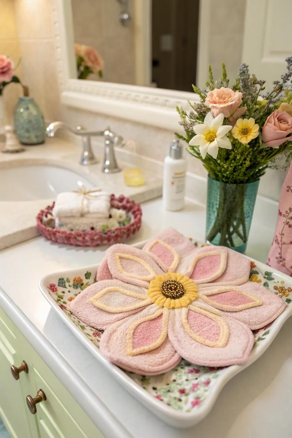 Bring nature indoors with a towel origami flower.