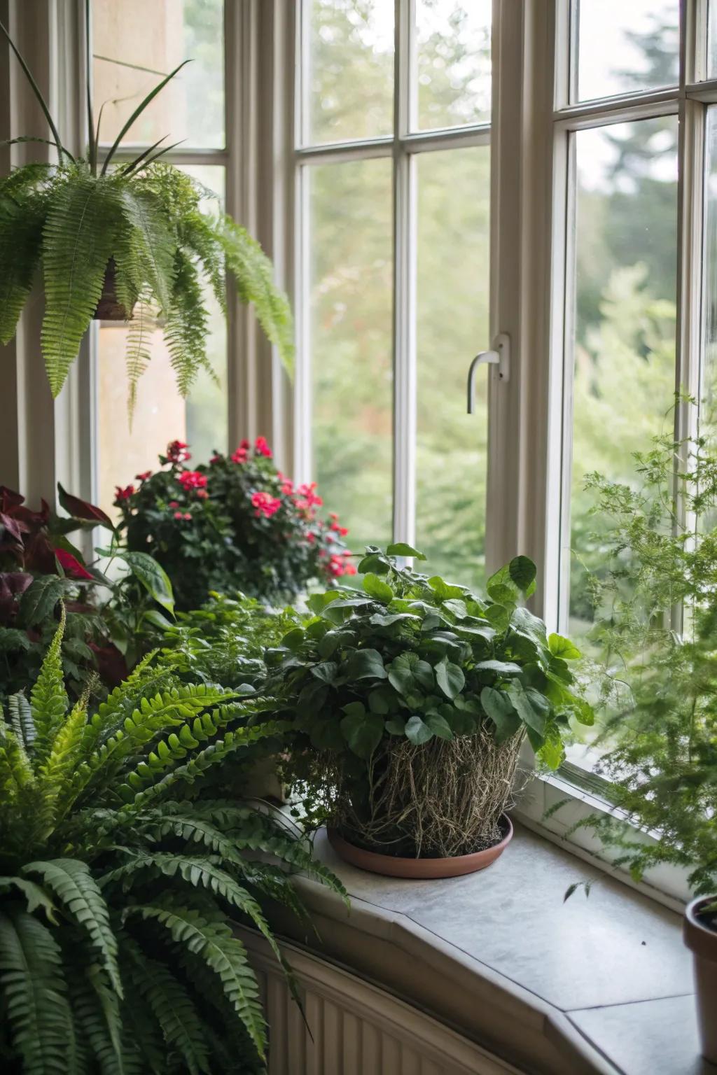 Transform your alcove window into a verdant sanctuary with a compilation of indoor foliage.