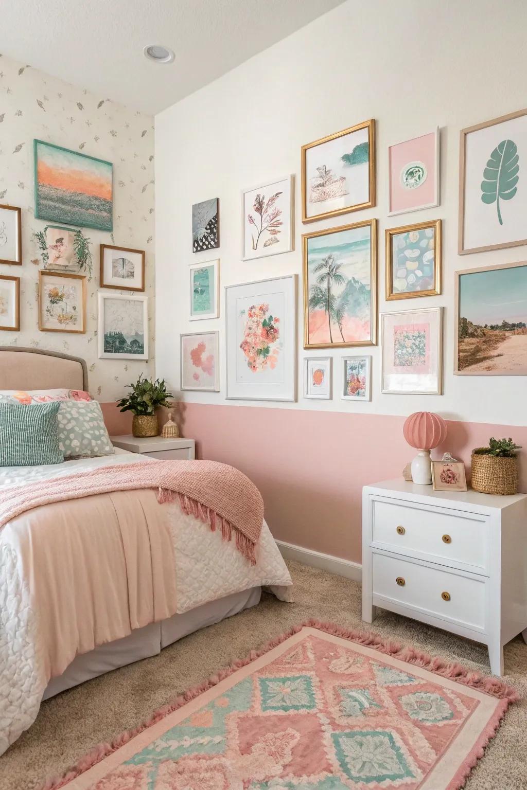 Artistic accents bring personality and cohesion to the space.