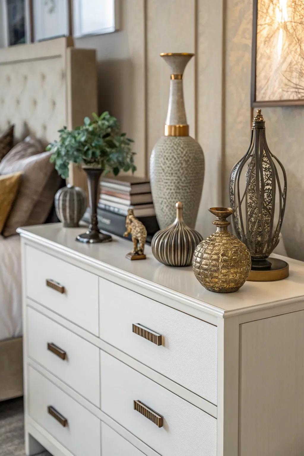 Decorative objects add personality and interest.