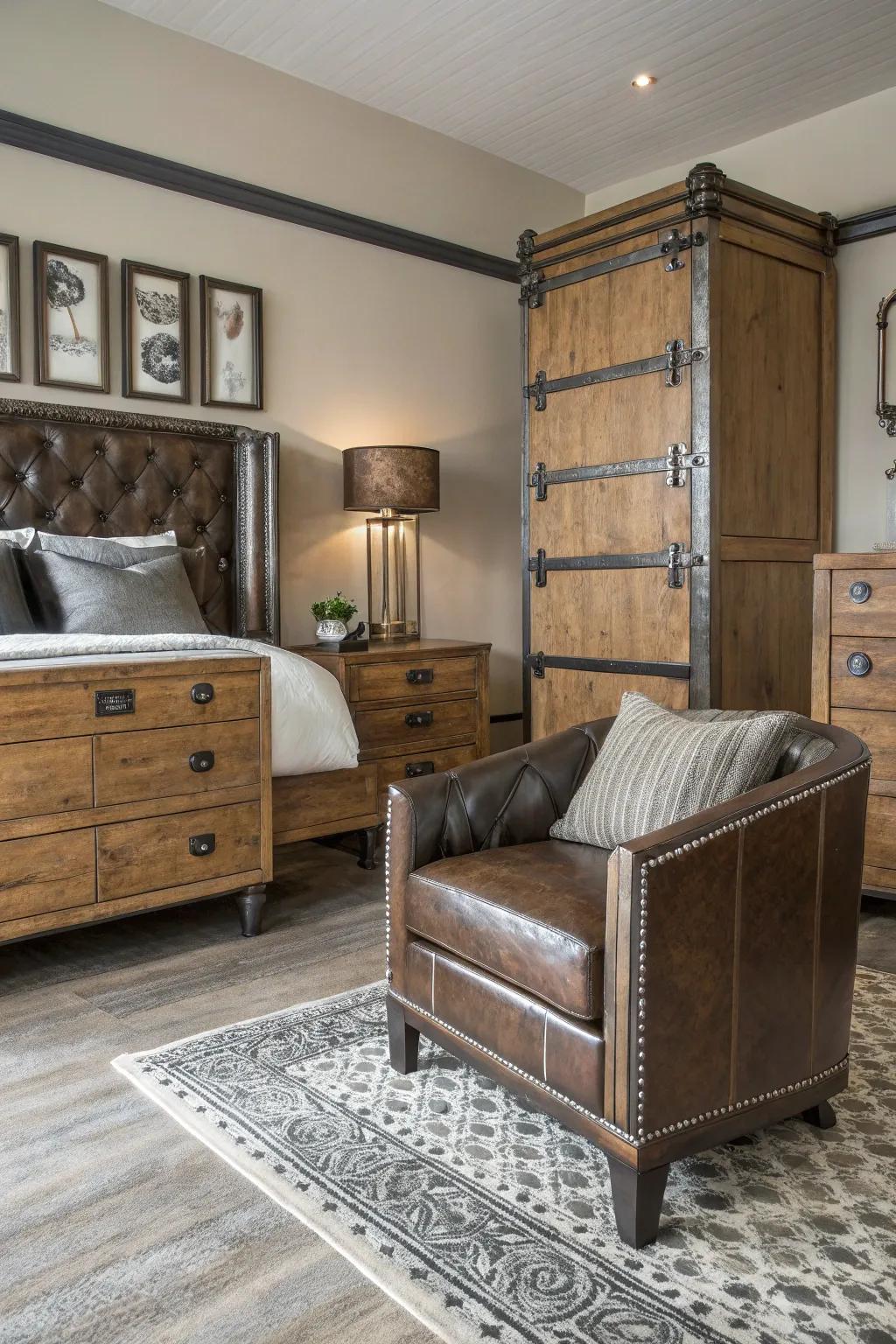 A harmonious combination of textures results in a stylish and sturdy appearance.