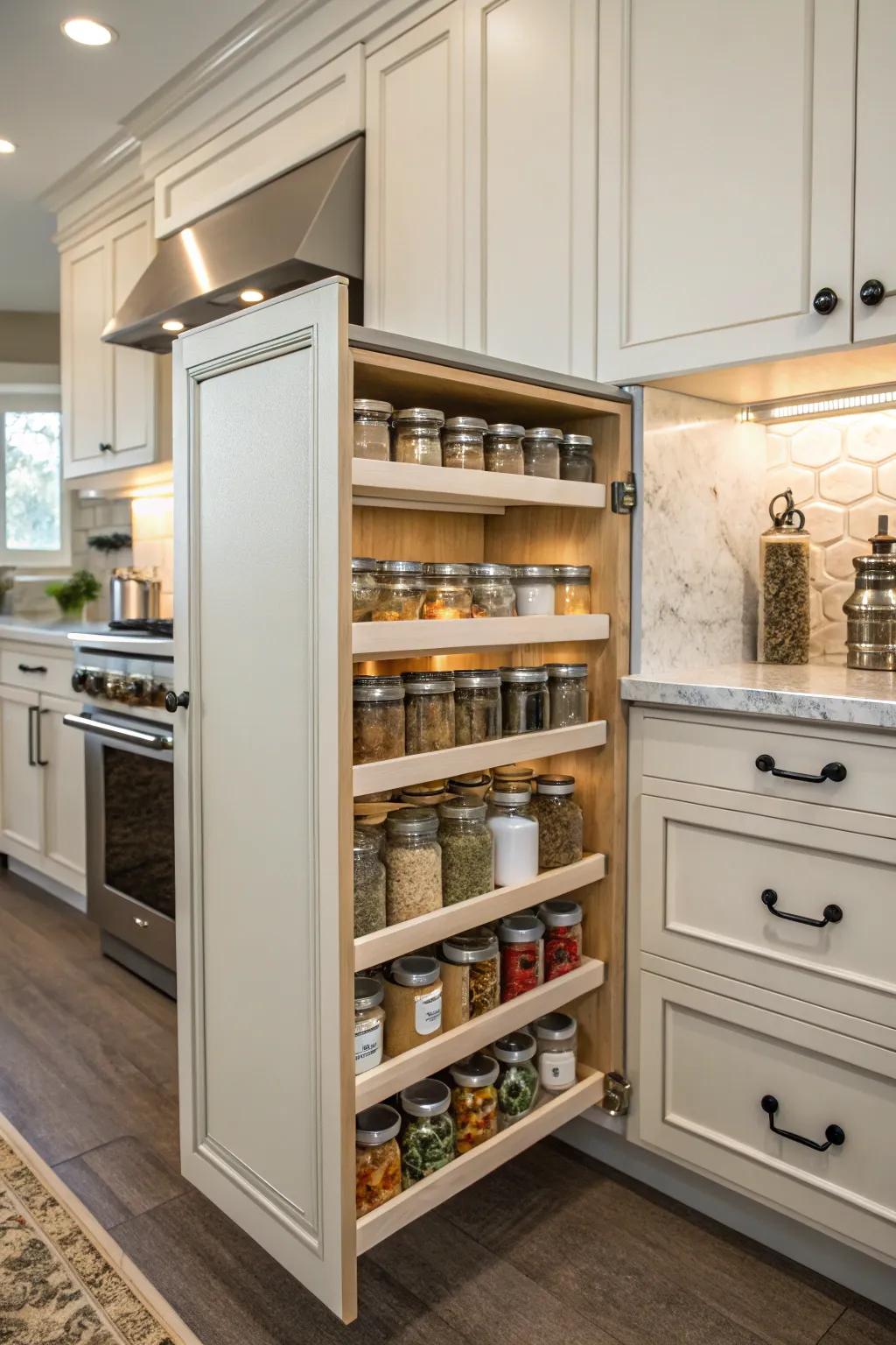 Custom modules for a seamless kitchen look.