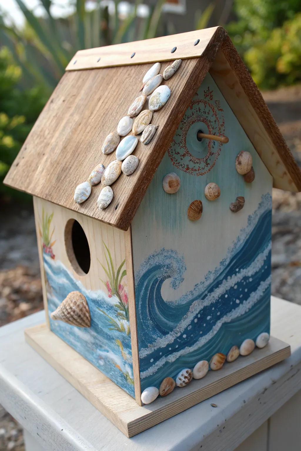 Transport shoreline charm to your outdoor space through this spectacular shoreline-themed bird sanctuary.