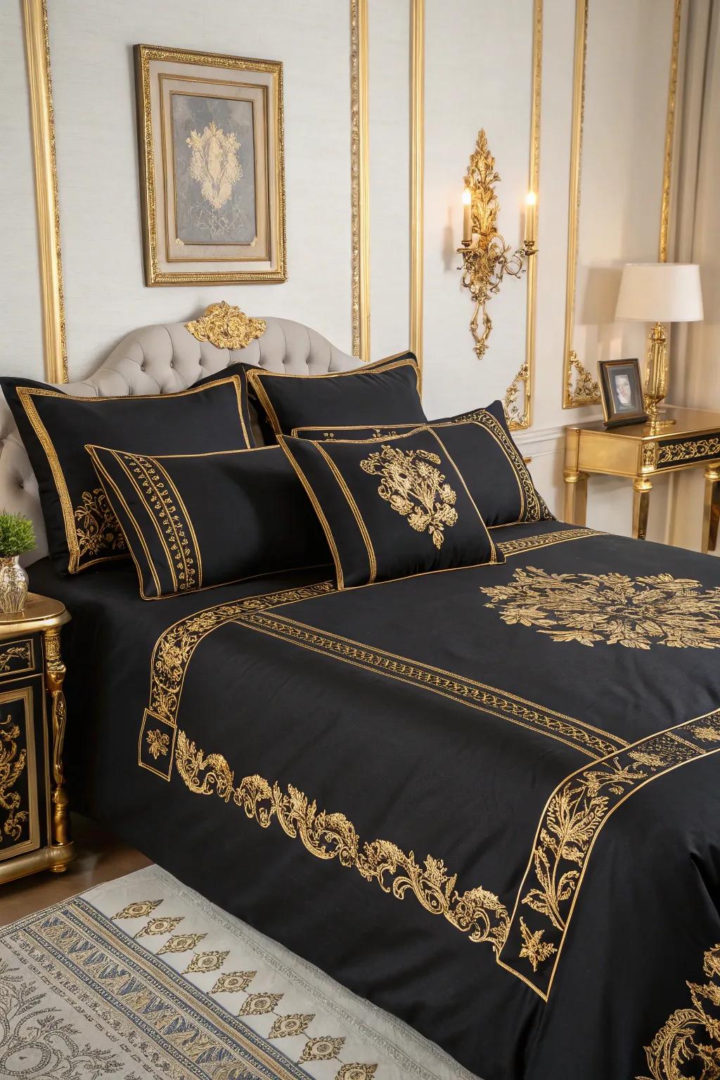 Introducing splendor through ebony and gold.