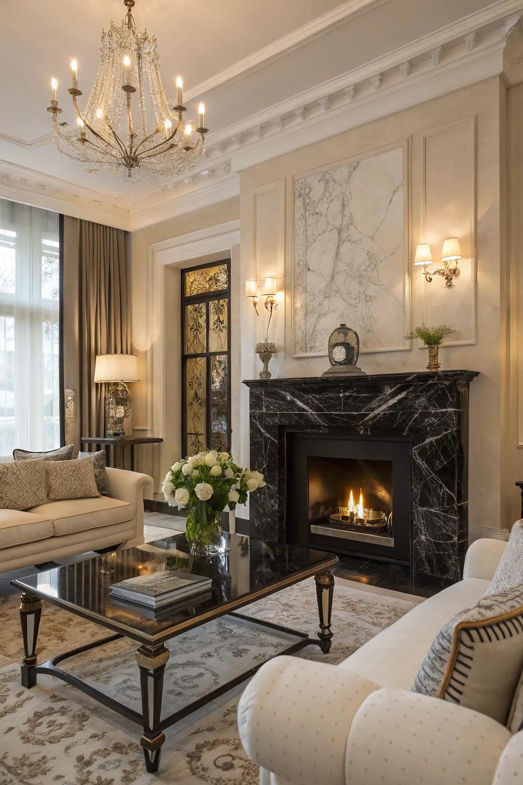 Elevate your décor with the timeless elegance of a dark rock hearth.