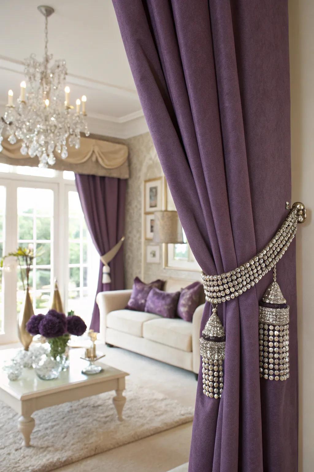 Curtain accents that bring dramatic flair.