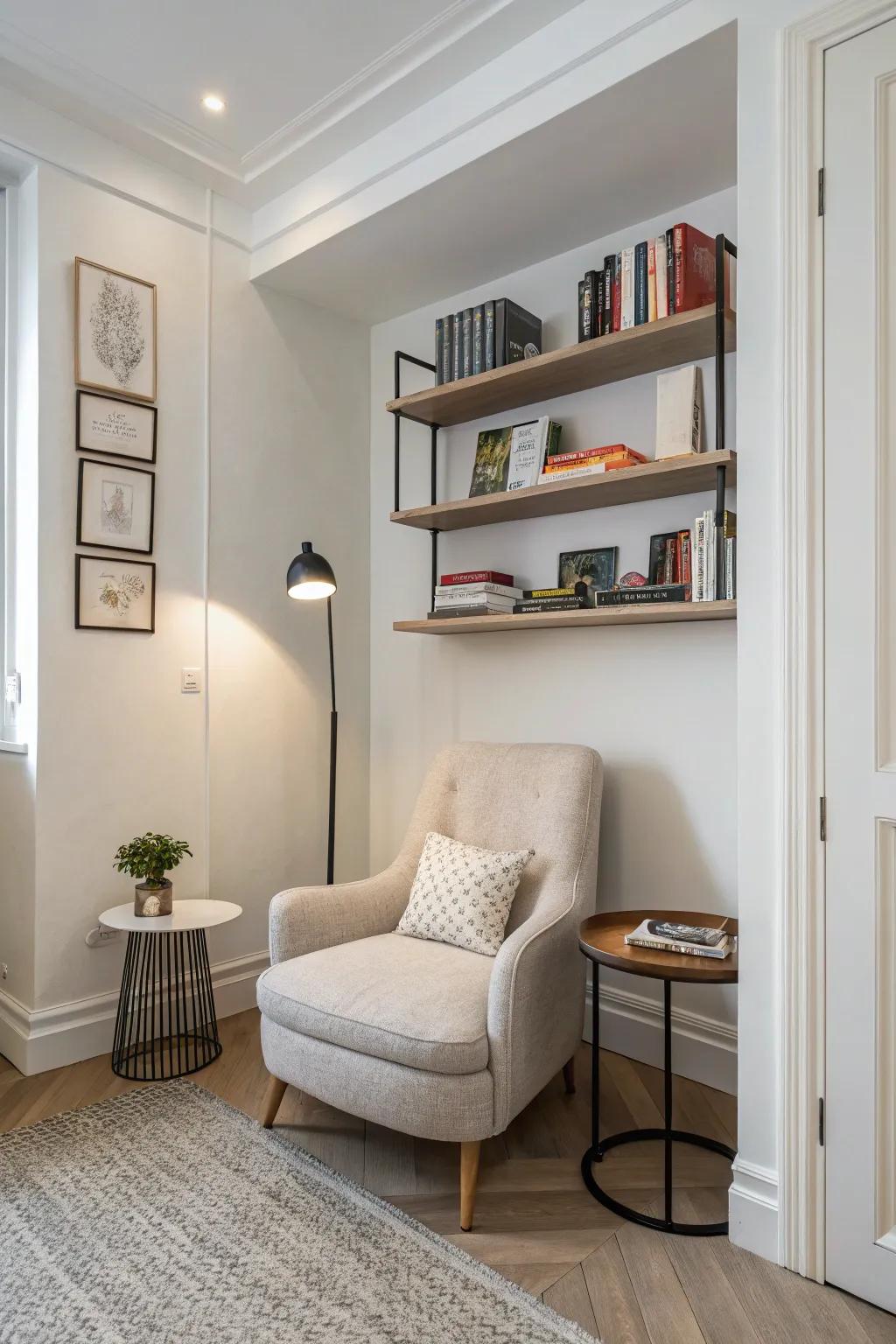 A modern minimalist corner that combines simplicity with elegance.