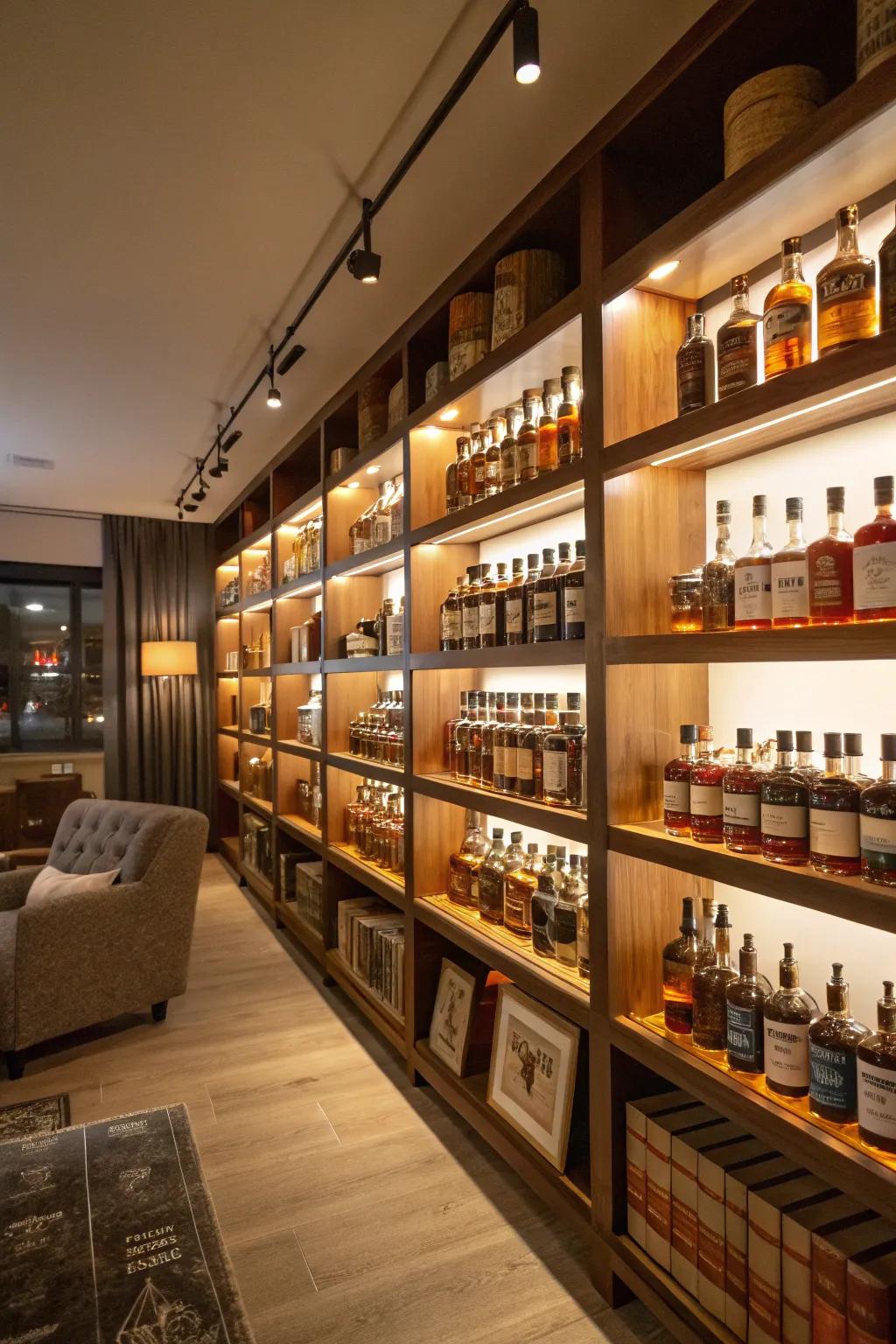 Library-style racking delivers a sophisticated nectar showcase.
