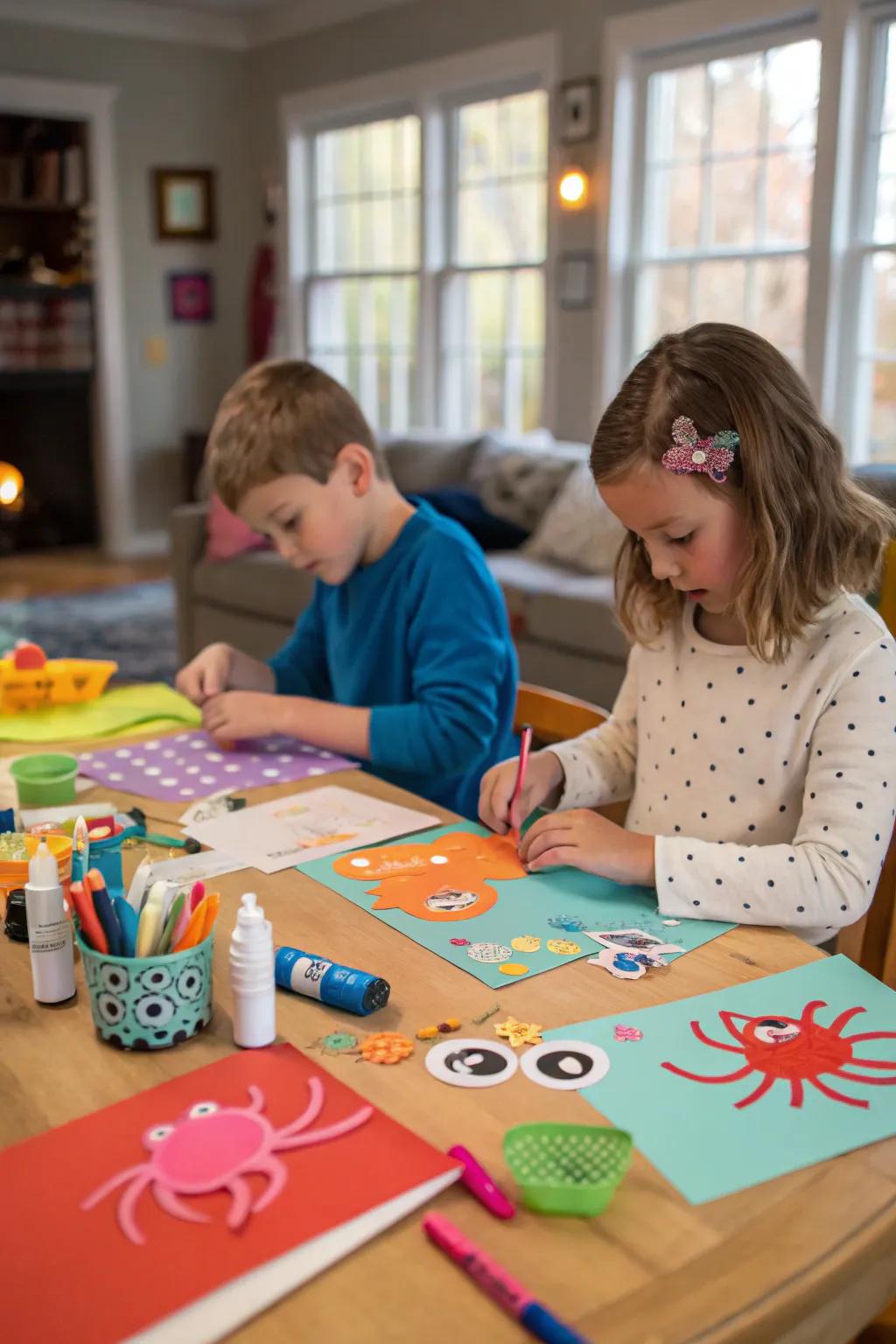 Imaginative sea animal crafts doubling as party mementos.