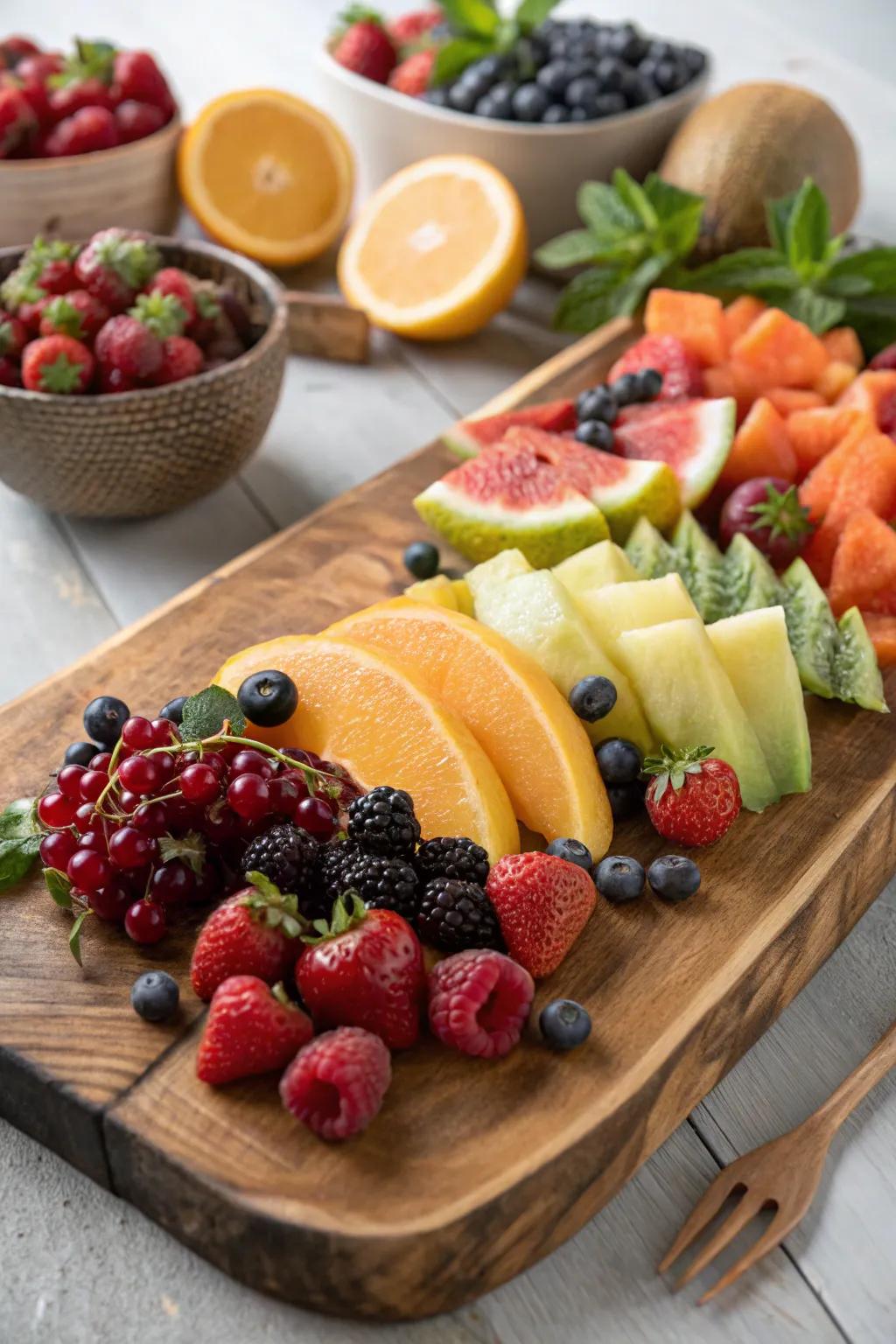 A fresh fruit platter that brightens up the brunch table.