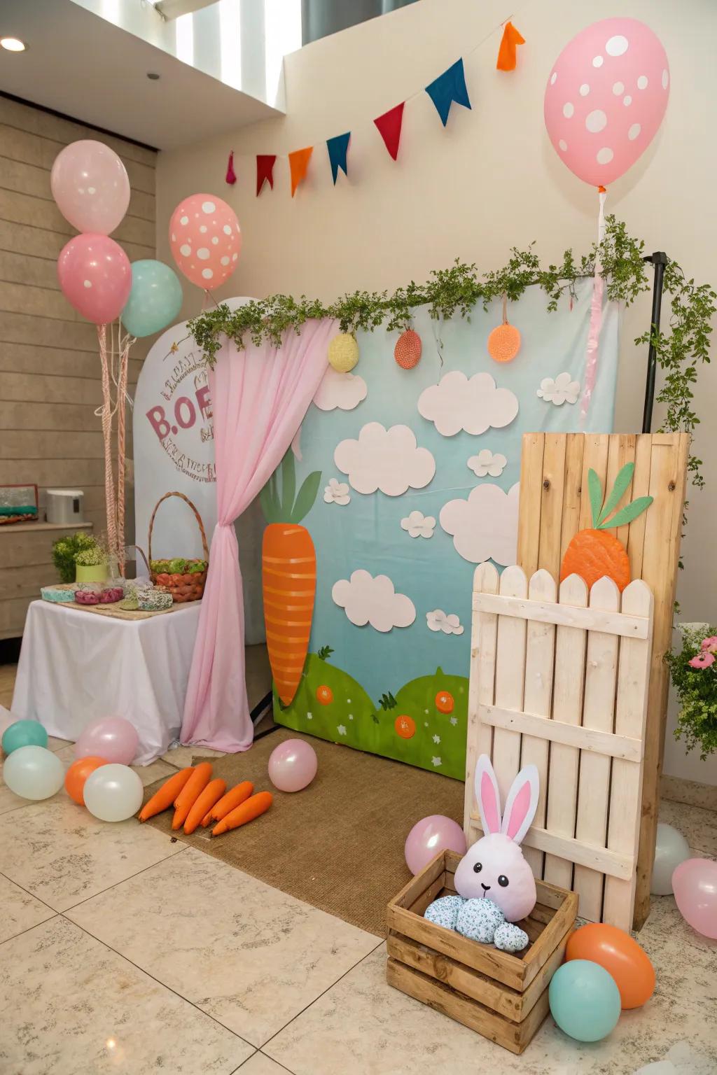 A fun rabbit-concept photo booth for capturing memories.
