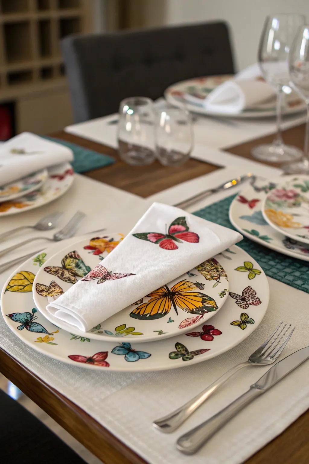 Butterfly tableware enhances any meal.