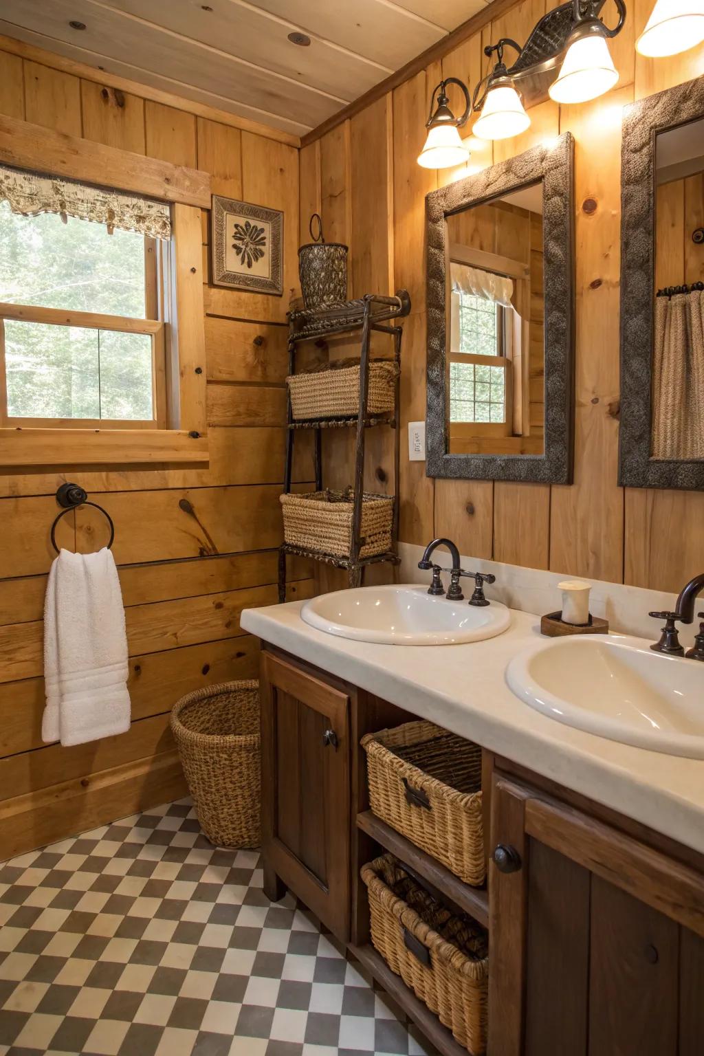 Rustic fixtures add individuality and charm.