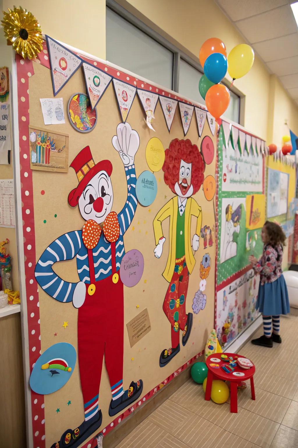 Clowns and performers include a dash of humor and charm to the fair theme.