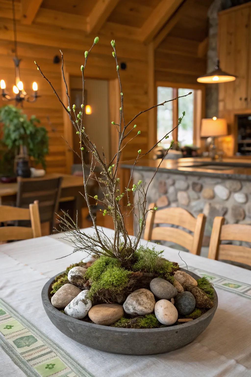 Natural plant life introduces an earthy, organic element to your table.