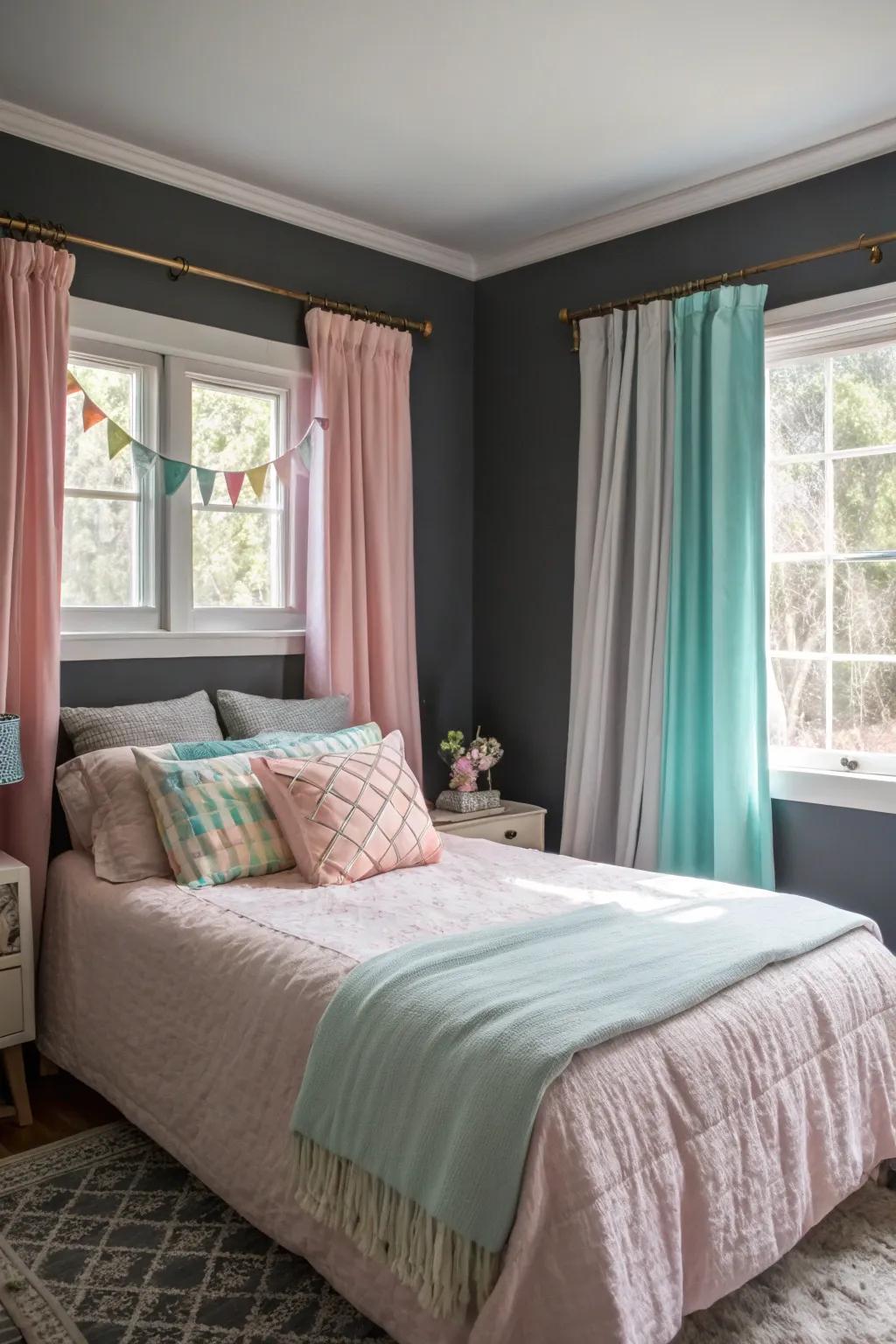 Pastels and ash: a soothing combination for a tranquil space.
